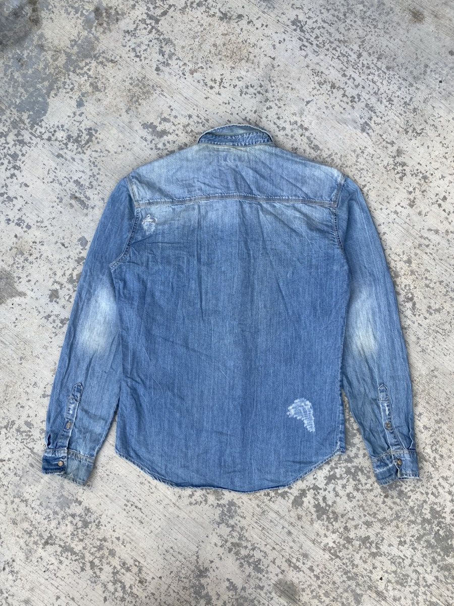 Zara Zara man slim fit distressed stone wash denim western shirts Size US M / EU 48-50 / 2 - 2 Thumbnail