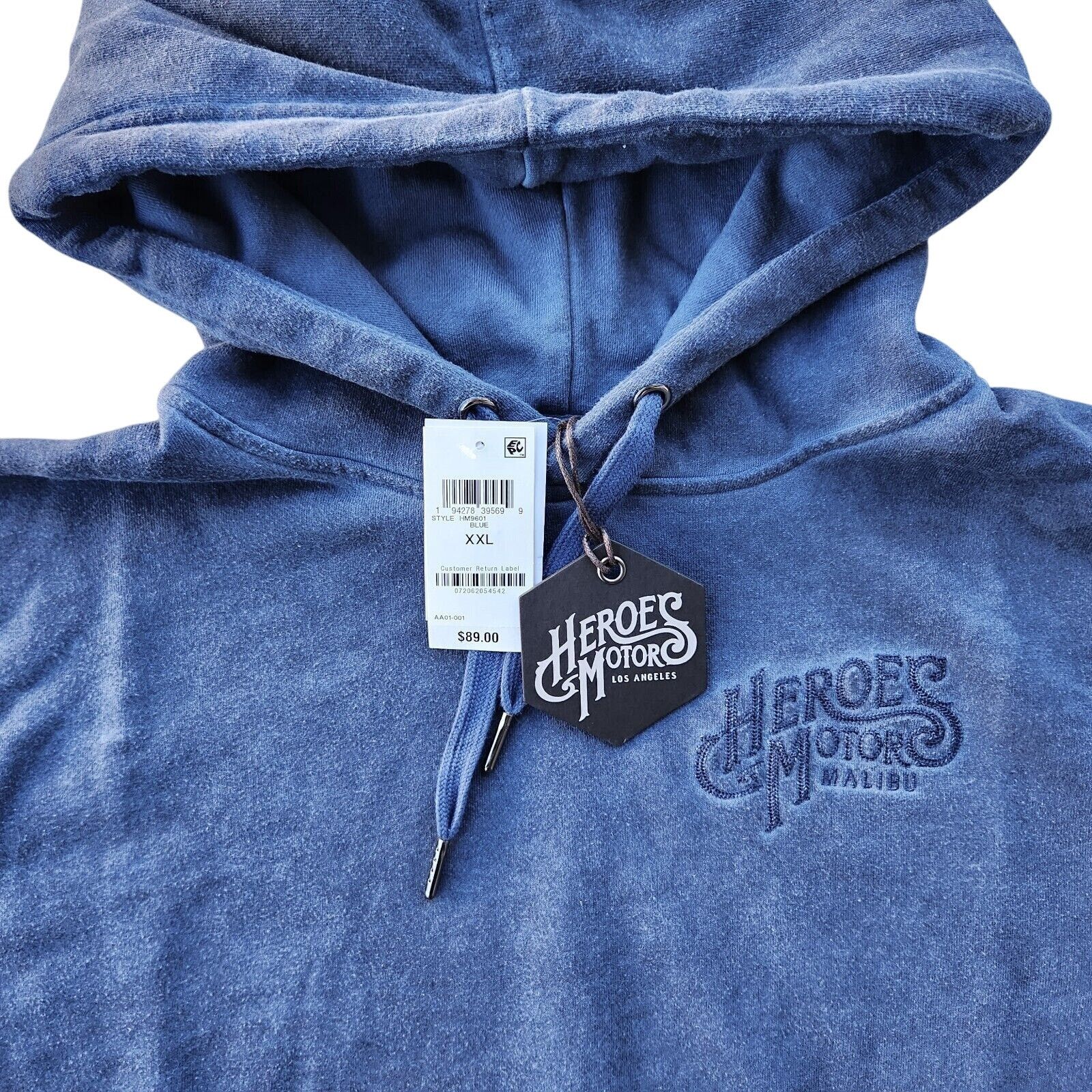 The Unbranded Brand Heroes Motors Men's Washed Blue Kangaroo Hoodie Size XXL Size US XXL / EU 58 / 5 - 3 Thumbnail