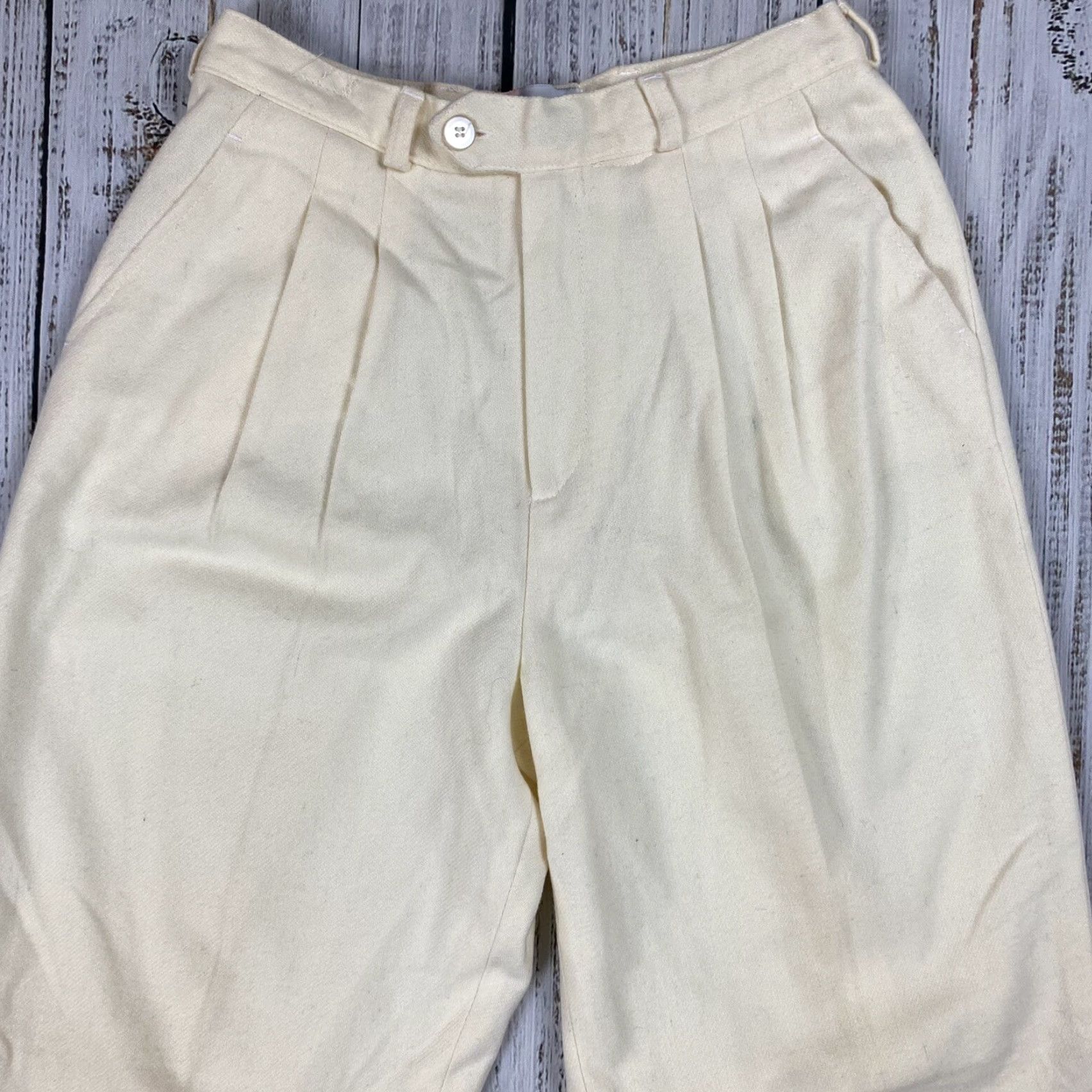Vintage VINTAGE Crazy Horse High Waisted Mom Jeans Pants Size 5/6 Ivory Wool 80s Womens Size 27" / US 4 / IT 40 - 2 Thumbnail