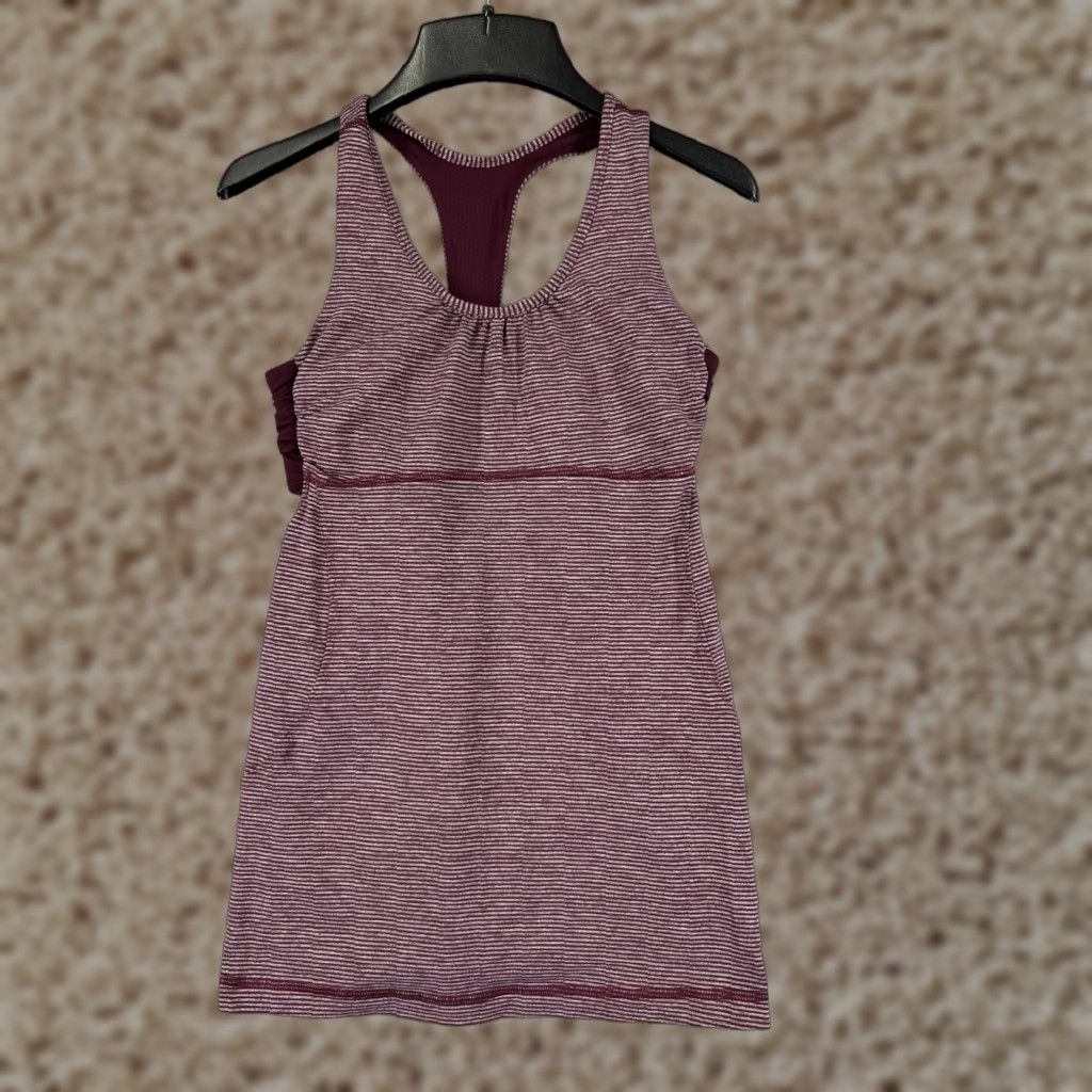 Lululemon Lululemon Shirt Women Tank Built-In Bra Striped Pink Round Neck Sleeveless Racerback Size 6 Size M / US 6-8 / IT 42-44 - 1 Thumbnail