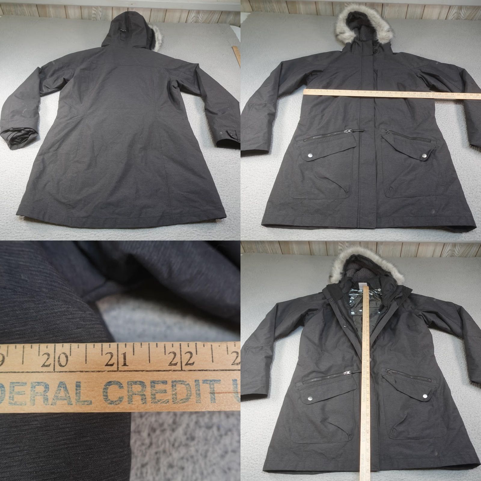 Vintage Columbia Coat Parka Womens Large Gray Interchange Fur Hood Omni Heat Lined Pockets Zip Size L / US 10 / IT 46 - 8 Thumbnail