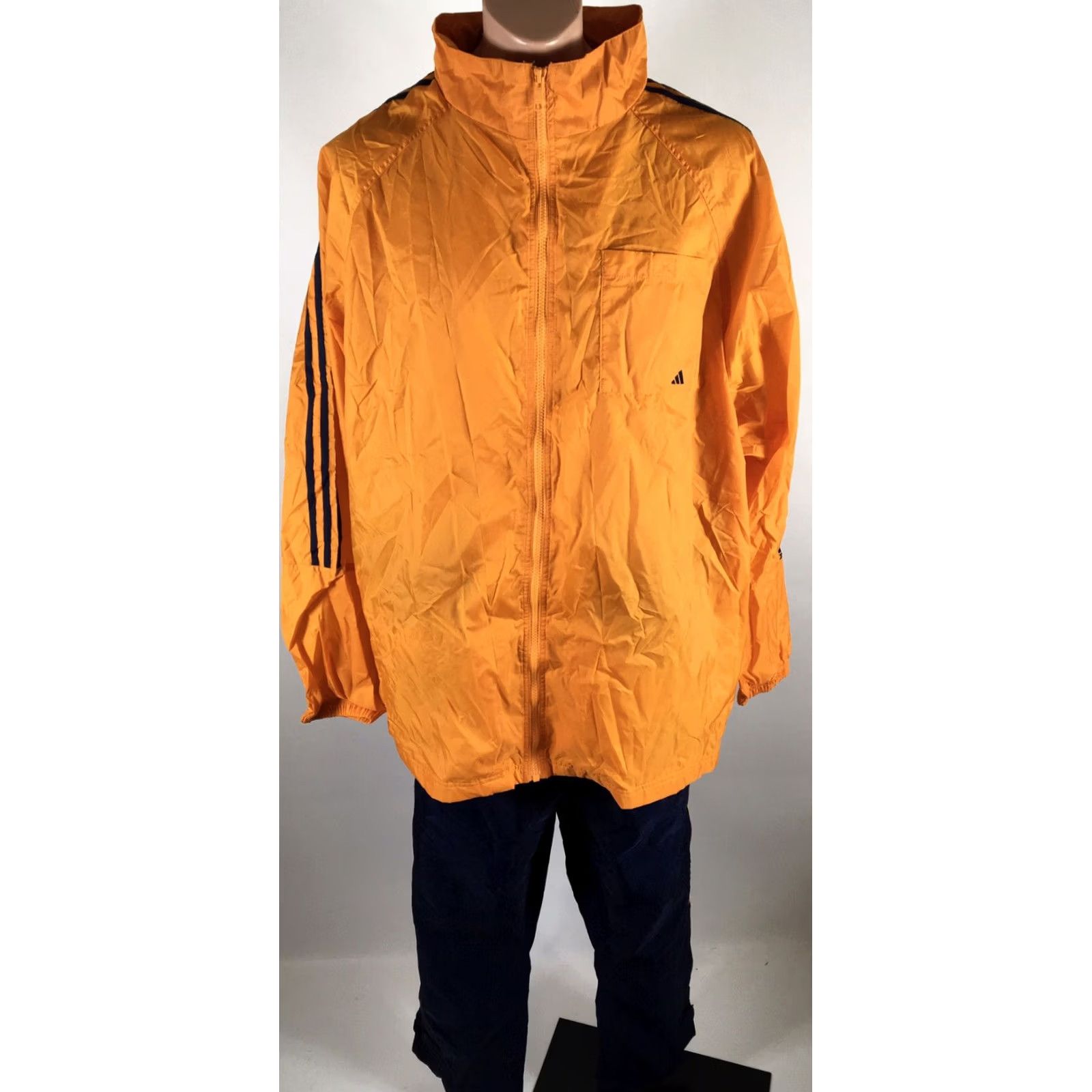 Adidas VINTAGE 90s Adidas Orange Windbreaker Track Suit Jacket Pants 2XL Nylon Retro Size 48R - 3 Thumbnail