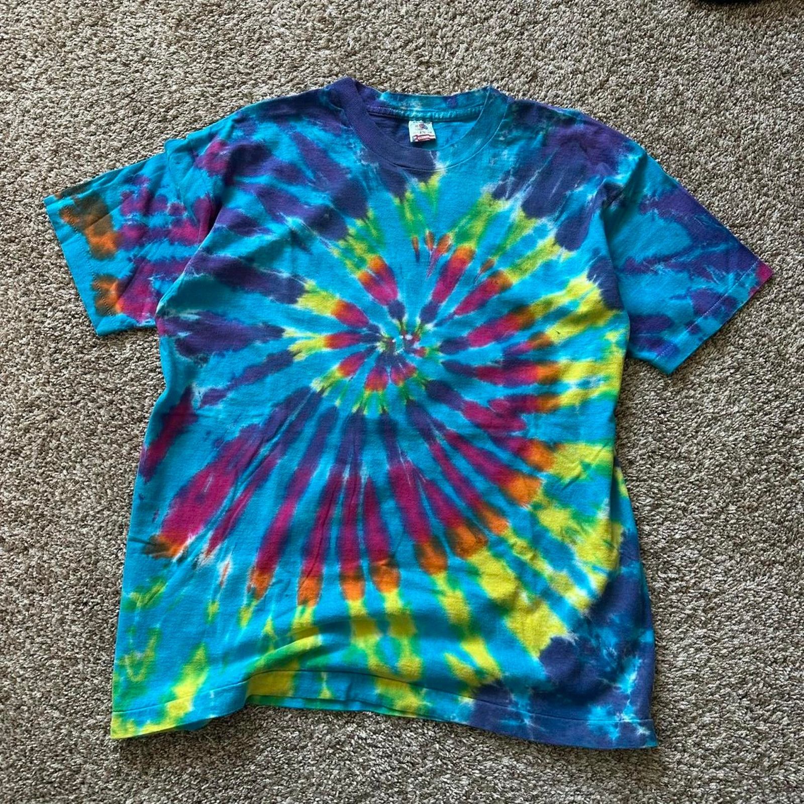 Vintage Vintage 90s Hippy Class High Stoner Tie Dye Blank Tee Shirt Size US XL / EU 56 / 4 - 5 Thumbnail