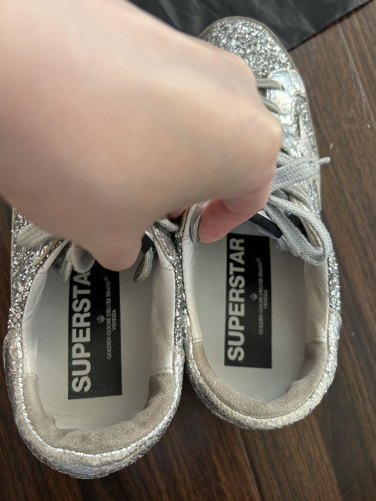 Golden Goose Golden Goose Superstar Silver Distressed Glitter Sneakers 38 Size US 8 / IT 38 - 14 Thumbnail
