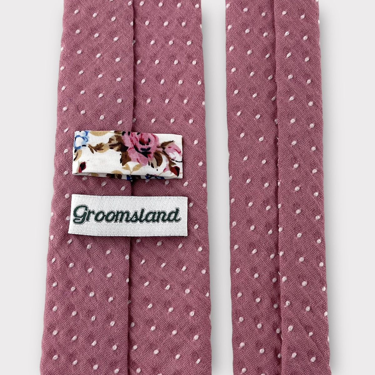 Other Men’s Dusty Pink Slim Necktie w/ Embroidered Dots Size ONE SIZE - 3 Thumbnail