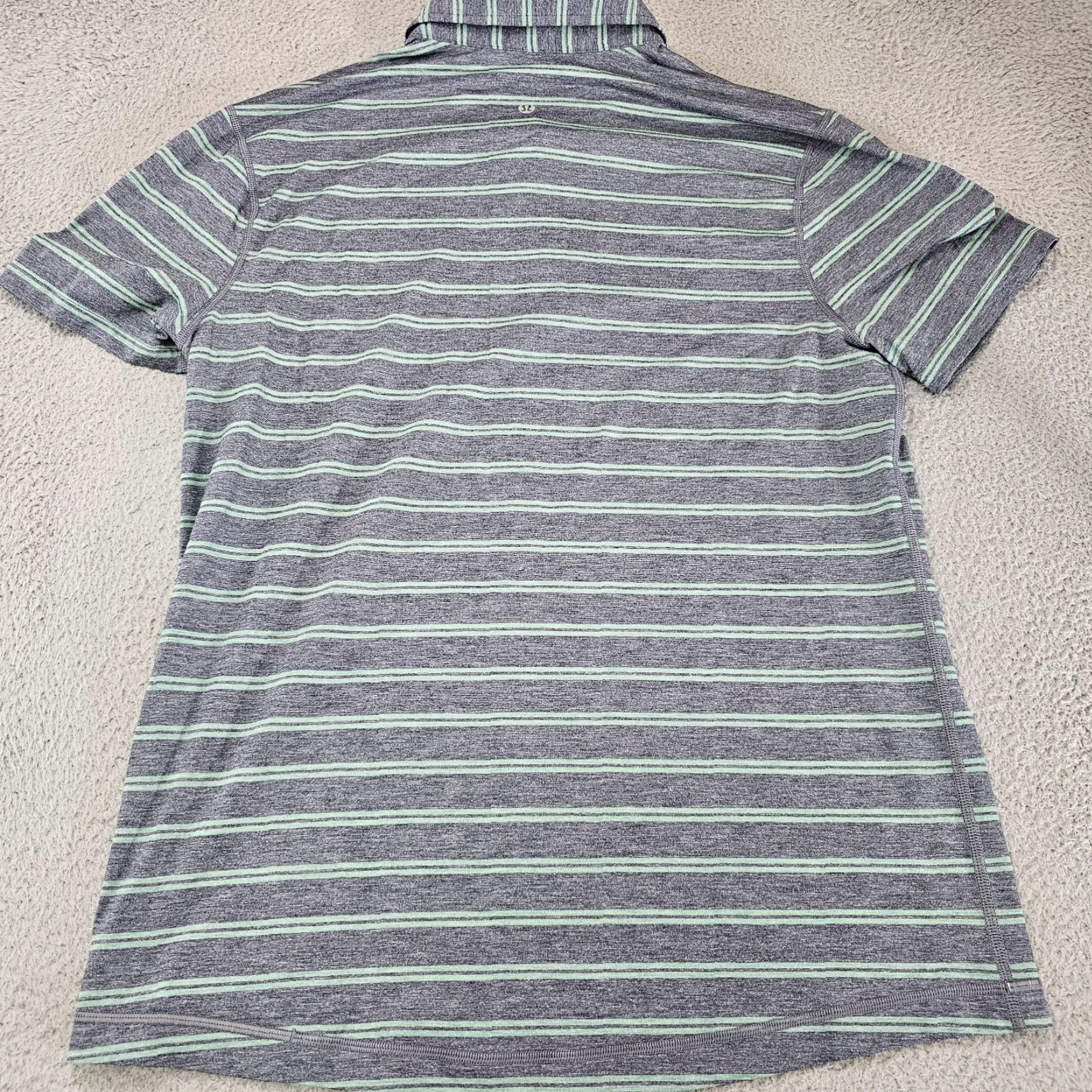 Lululemon Lululemon Polo Shirt Mens M Grey Striped Performance Athletica Stretch Shirt Polo Short Sleeve Collared Button Logo Casual Activewear Workwear Size US M / EU 48-50 / 2 - 5 Thumbnail