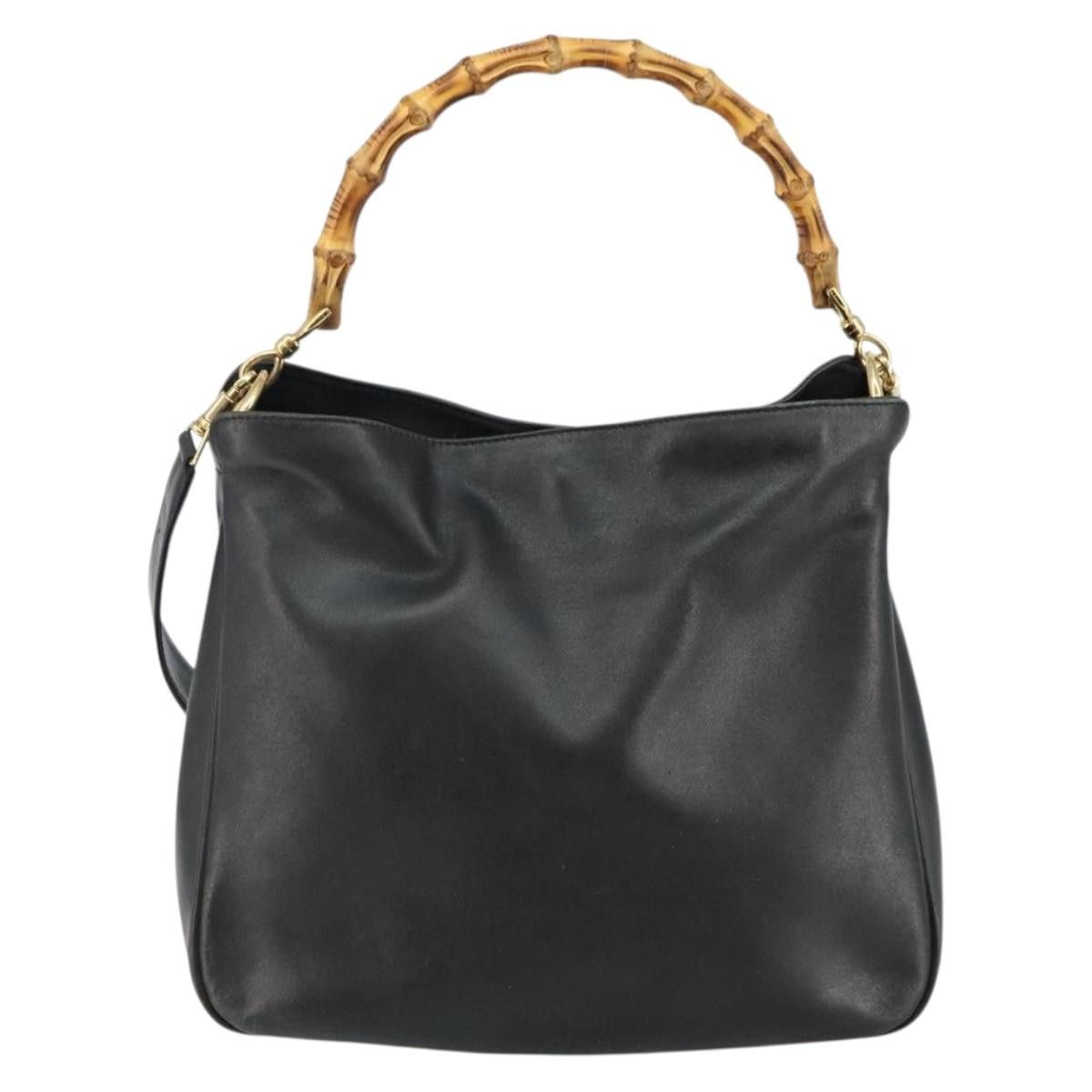 Gucci GUCCI Bamboo Handbag Leather Black Gold 001 1998 001 1998 Size ONE SIZE - 2 Thumbnail