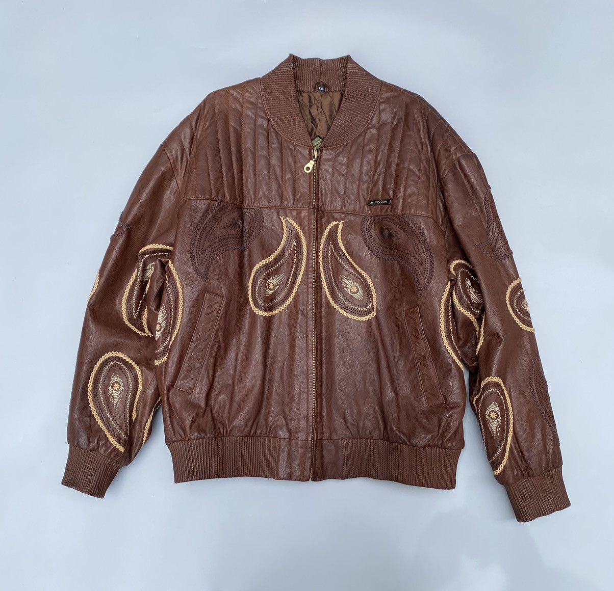 Al Wissam Al- Wissam- Indian Heritage Mango Pattern Leather Jacket Size US XXL / EU 58 / 5 - 2 Thumbnail