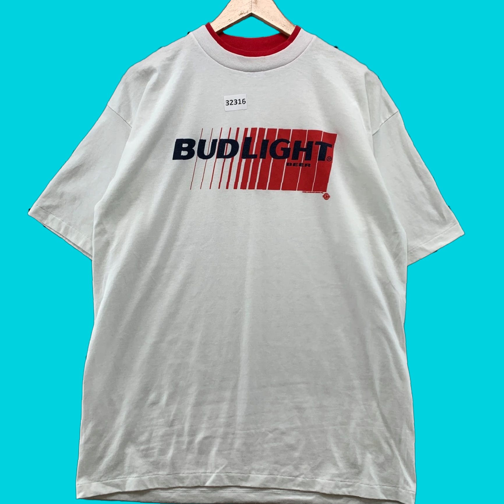 Vintage Vintage Bud Light Shirt Mens XL White 90s USA Red Graphic Single Stitch Tee Size US XL / EU 56 / 4 - 1 Thumbnail