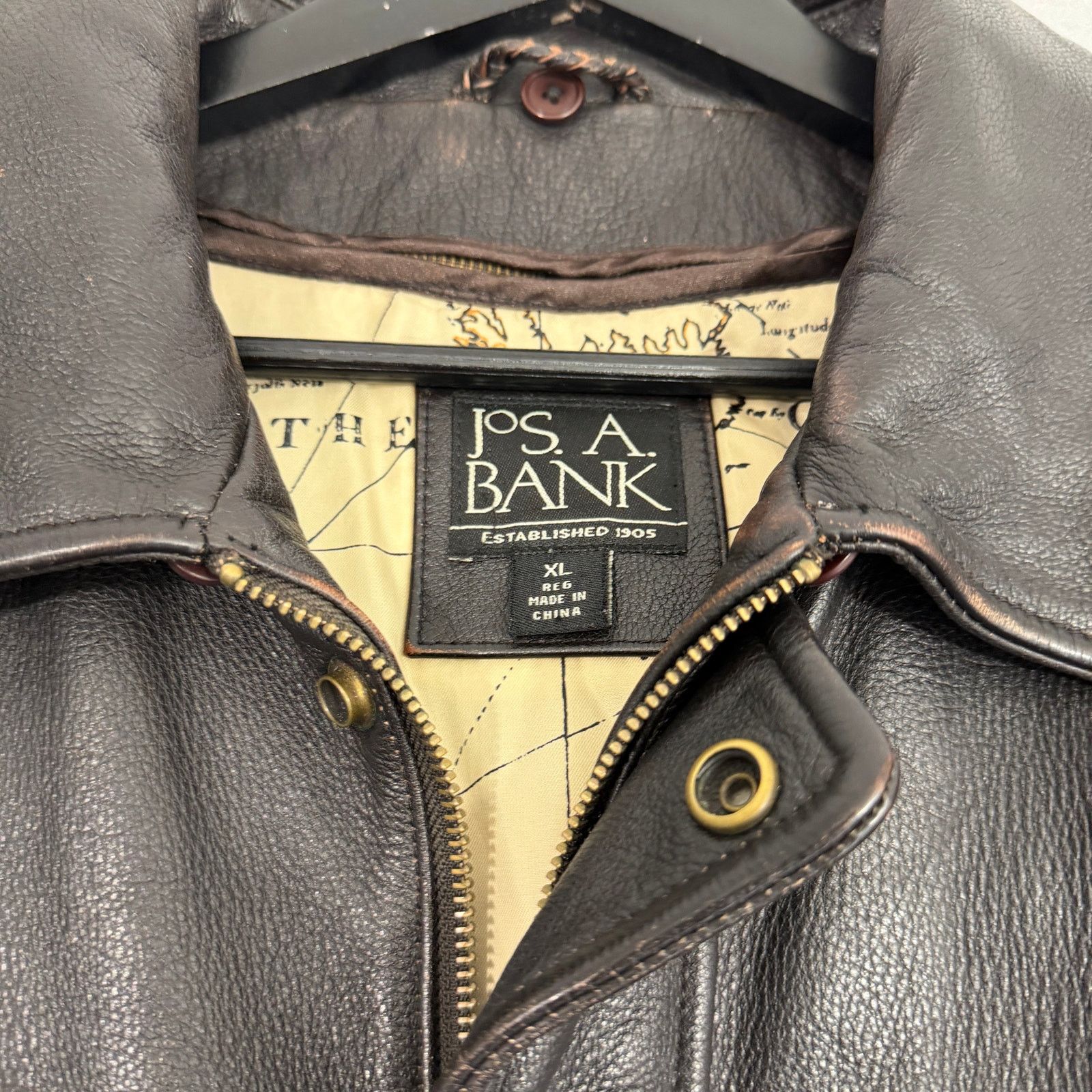 Vintage Vintage Jos A Bank Leather Bomber Jacket Men's XL Brown Size US XL / EU 56 / 4 - 6 Thumbnail