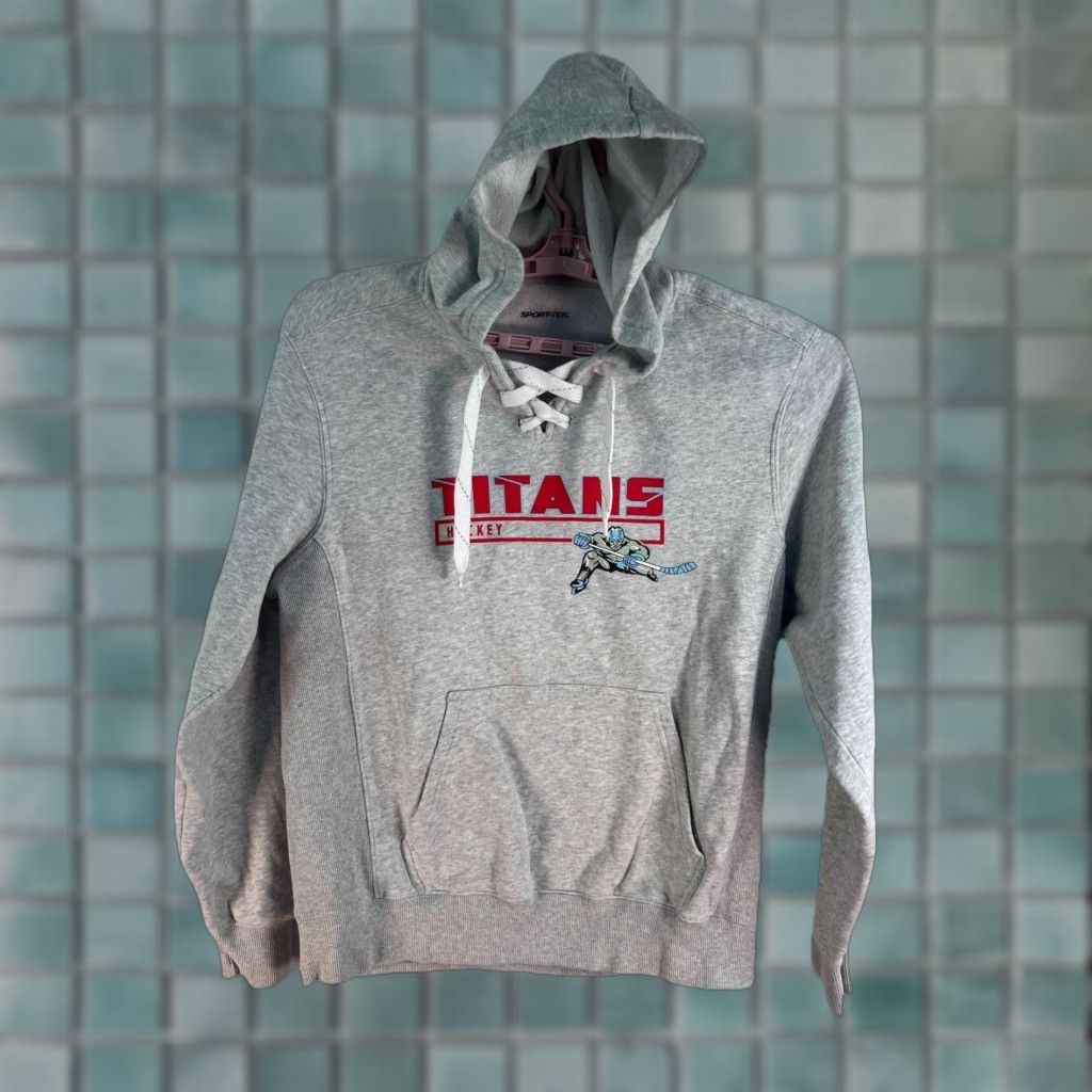 Vintage SPORT-TEK Titans Hockey Pullover Hooded Sweatshirt Men’s M Gray Sweatshirt Logo Sports Men Size US M / EU 48-50 / 2 - 1 Thumbnail