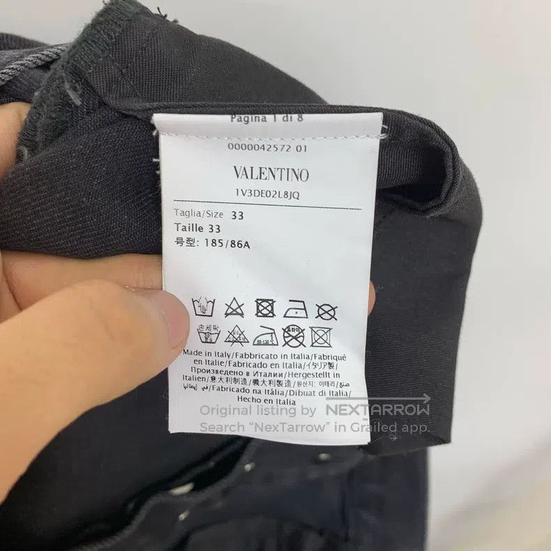 Valentino Valentino Black and gray leather logo jeans Size US 33 - 7 Thumbnail