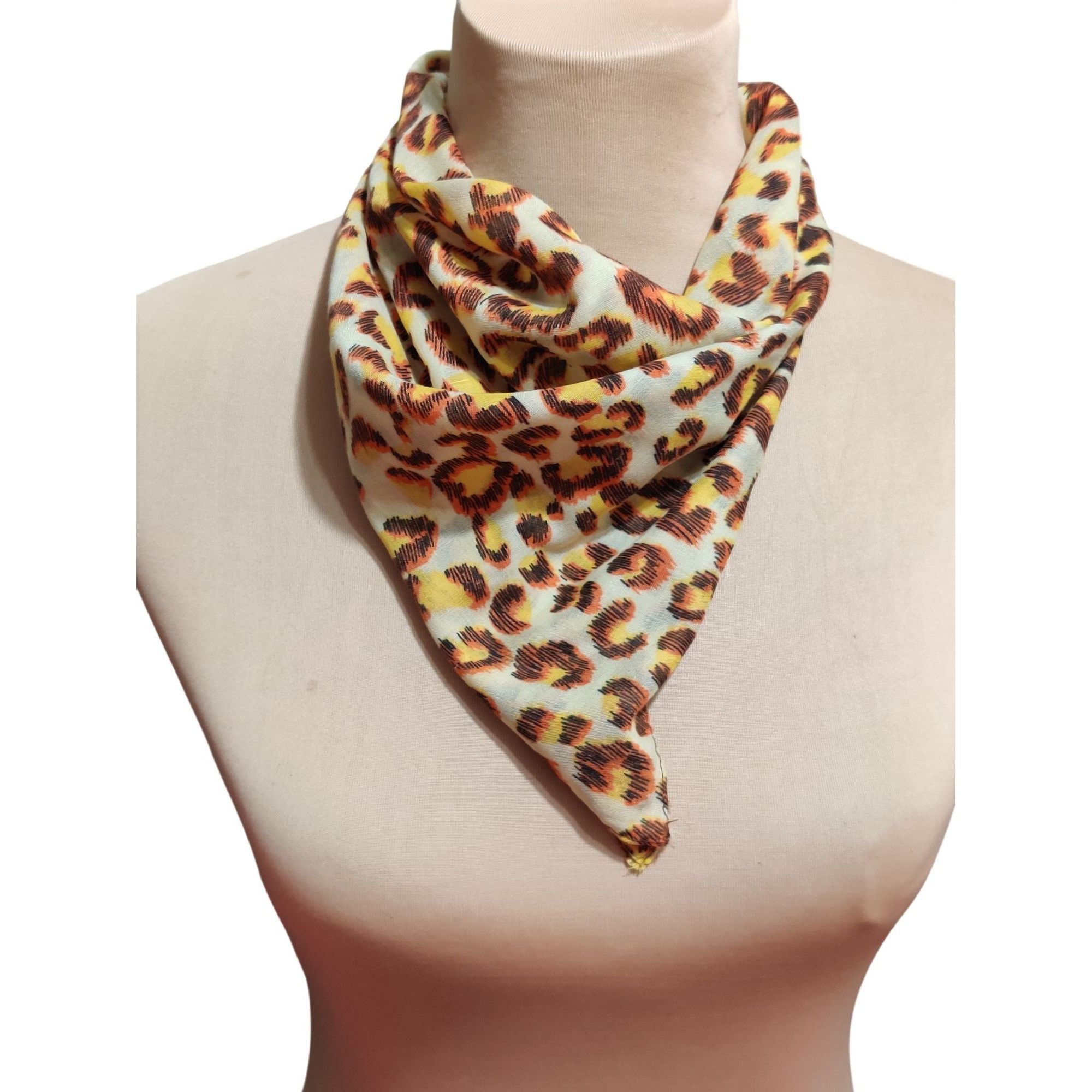 Other Womens Leopard Print Scarf Square Lightweight Cotton Neutral Size ONE SIZE - 11 Thumbnail