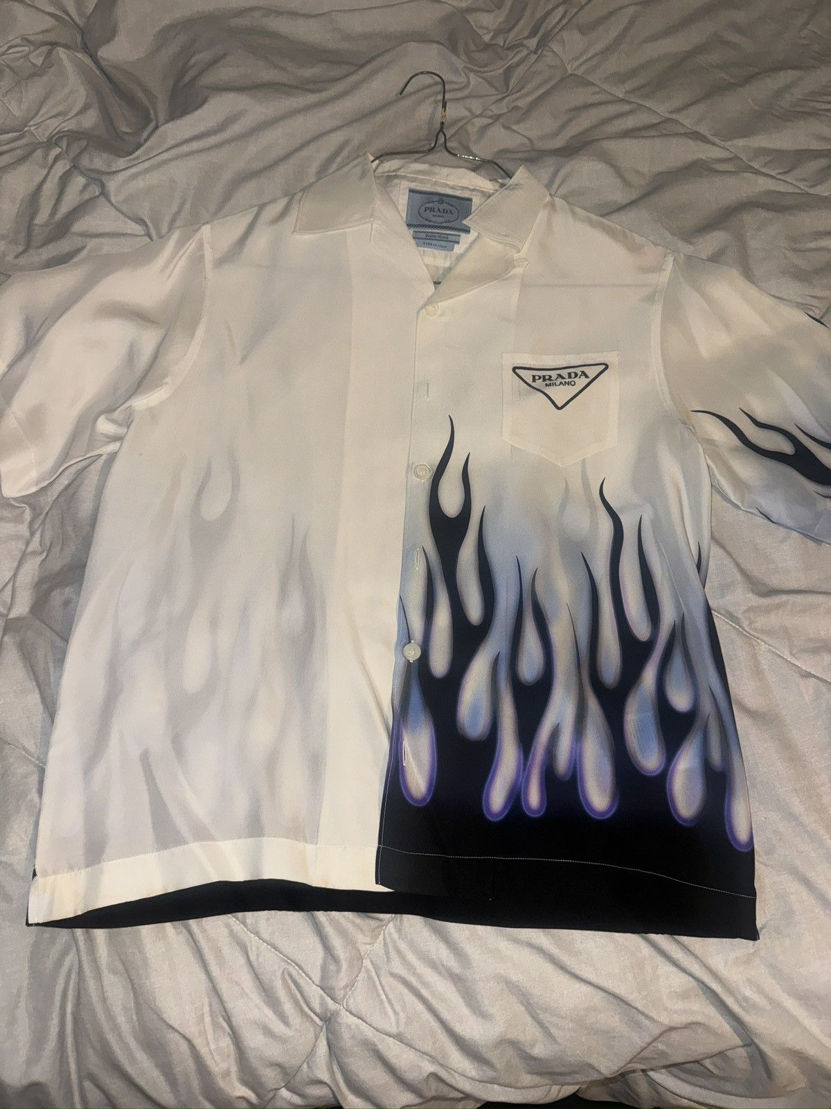 Prada Prada double match box silk shirt white W/ blue flames Size US S / EU 44-46 / 1 - 2 Thumbnail