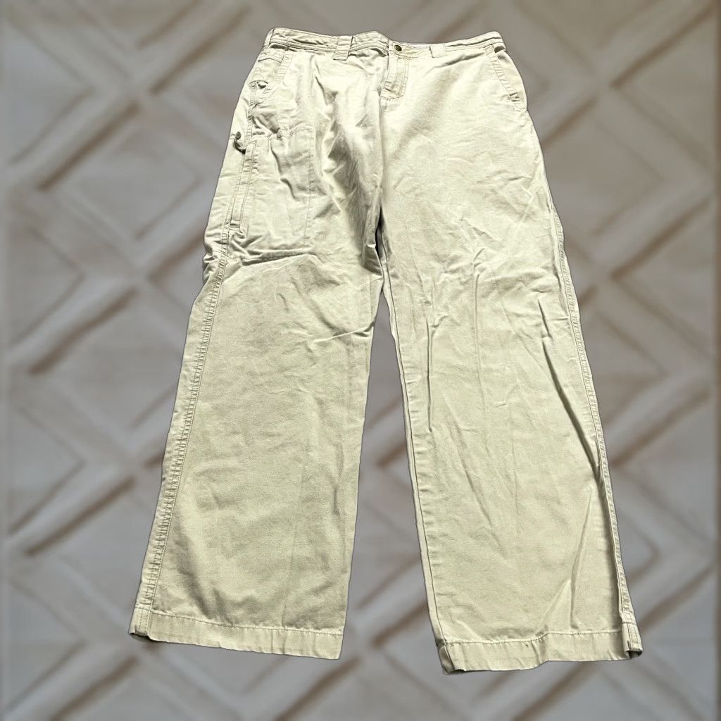 VINTAGE Columbia Men's Pants Size 34 Beige Workwear Canvas Carpenter Straight Leg Cotton
