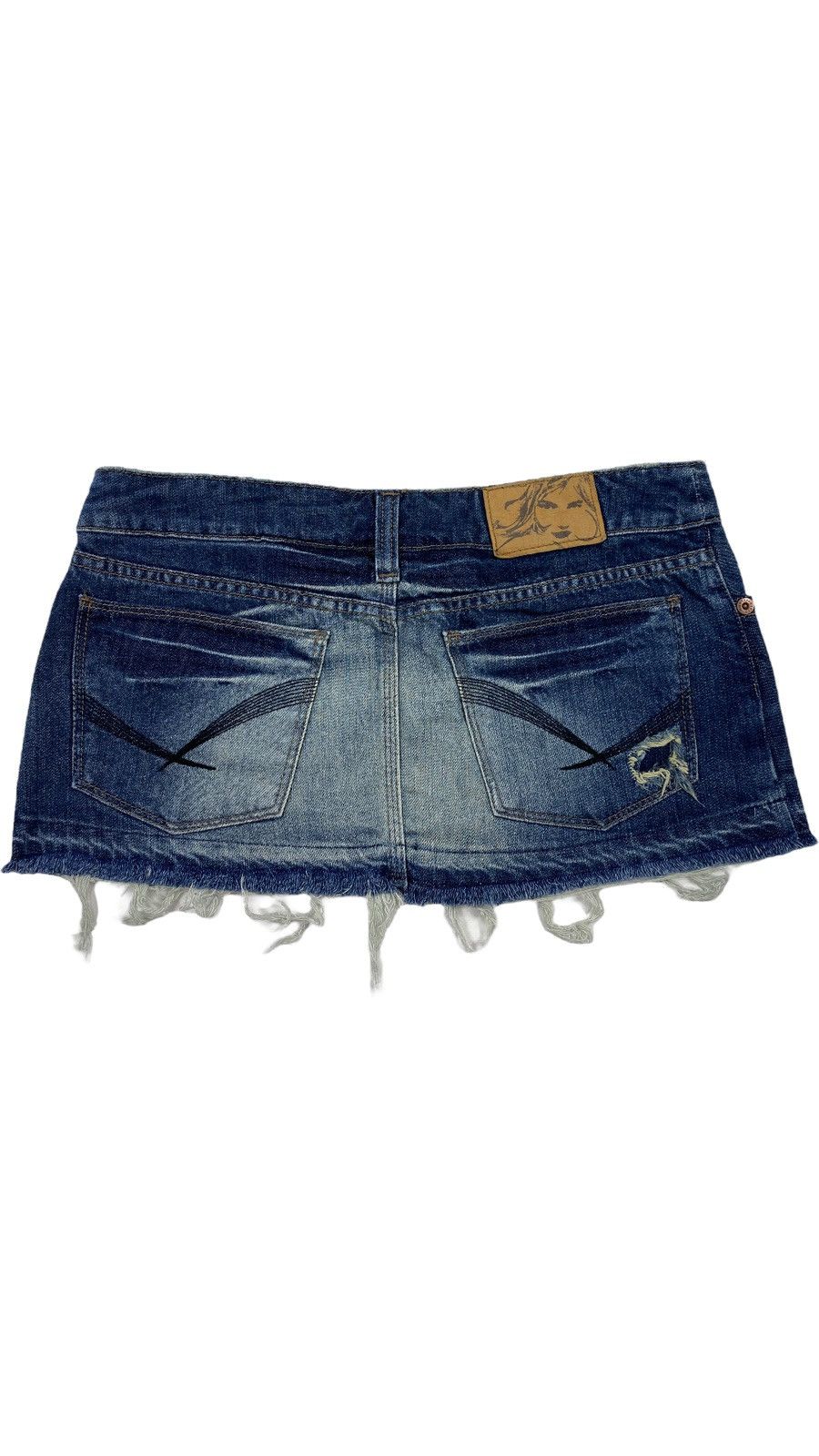 Vintage 🔥LASTDROP🔥 Y2K Style Extra Mini Skirt Washed Distressed Size 32" / US 10 / IT 46 - 3 Thumbnail