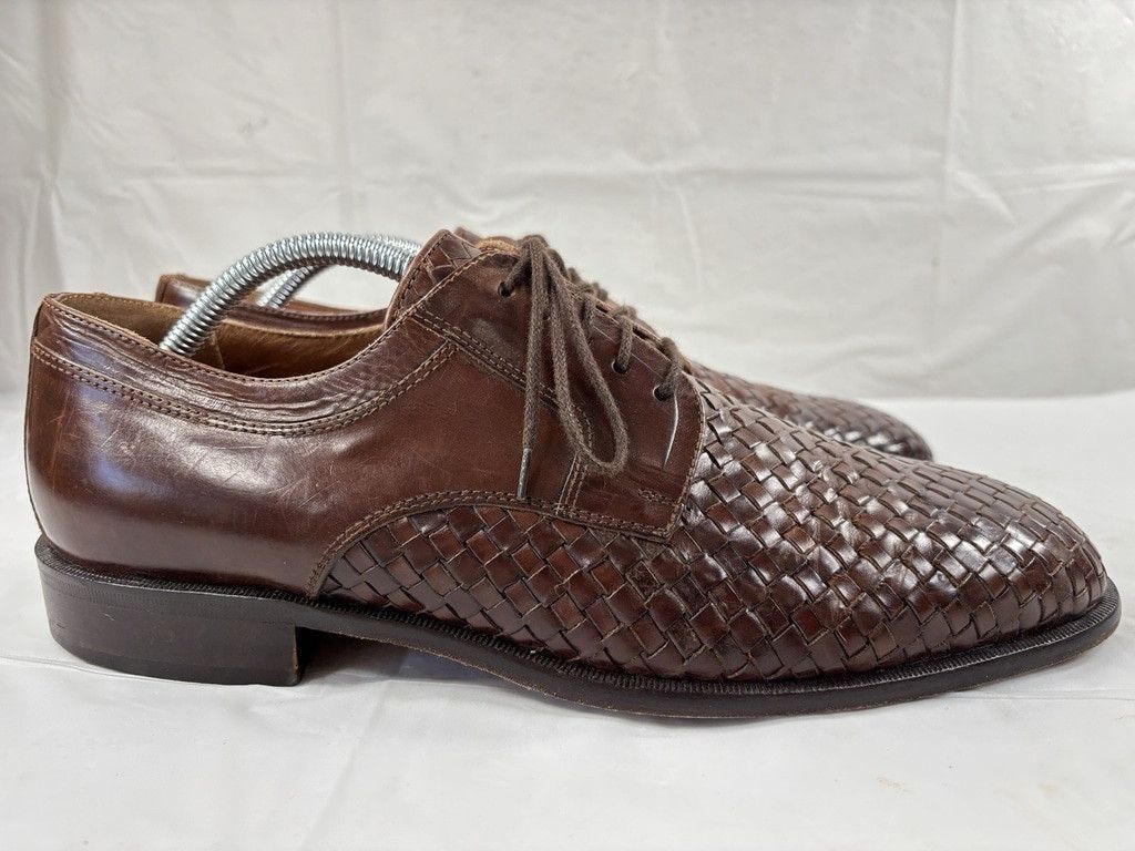 Size 10 M Bostonian Leather Weave Dress Shoes Brown
