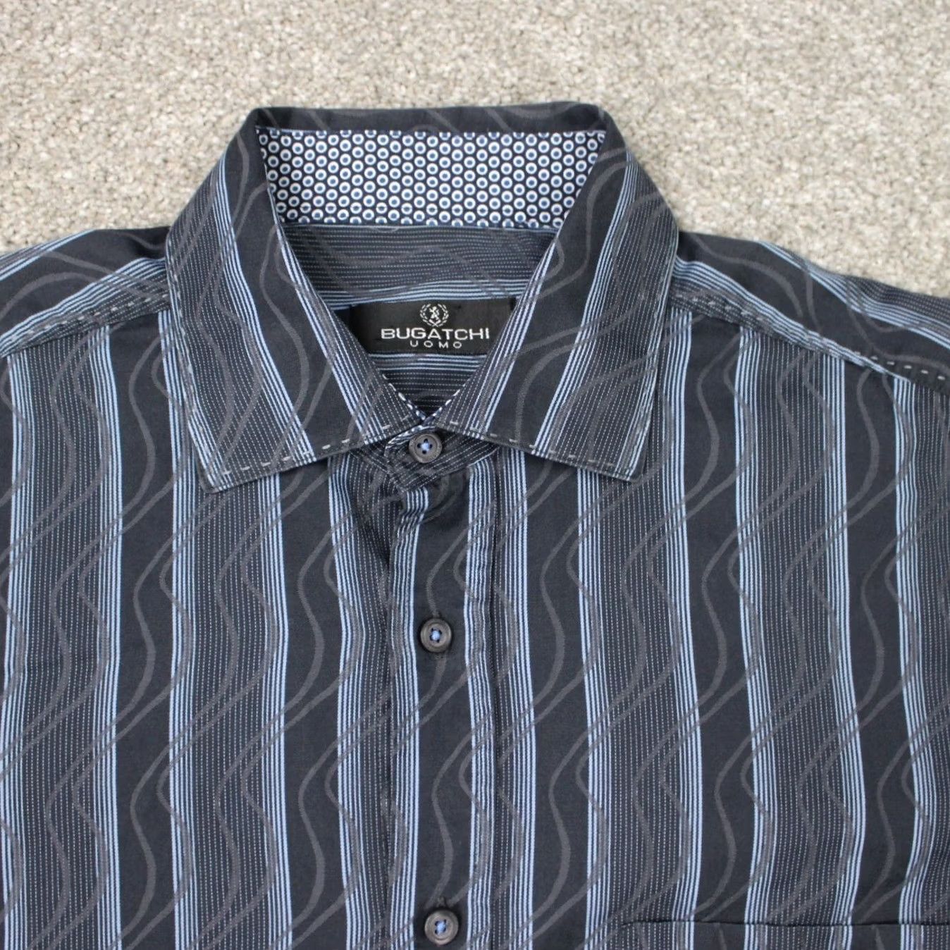 BUGATCHI Bugatchi Uomo Shirt Mens Large Blue Geometric 100% Cotton Long Sleeve Button-Up Vintage? No (adapted) Size US L / EU 52-54 / 3 - 4 Thumbnail