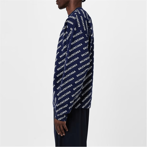 Balenciaga Logo Intarsia Cotton Blend Jumper Size US S / EU 44-46 / 1 - 6 Thumbnail