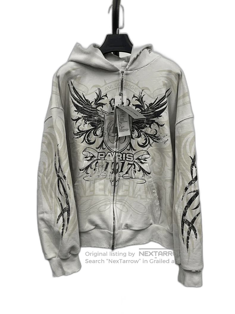Balenciaga Balenciaga Graphic Pattern Zip-Up Hooded Jacket. Size US L / EU 52-54 / 3 - 1 Thumbnail