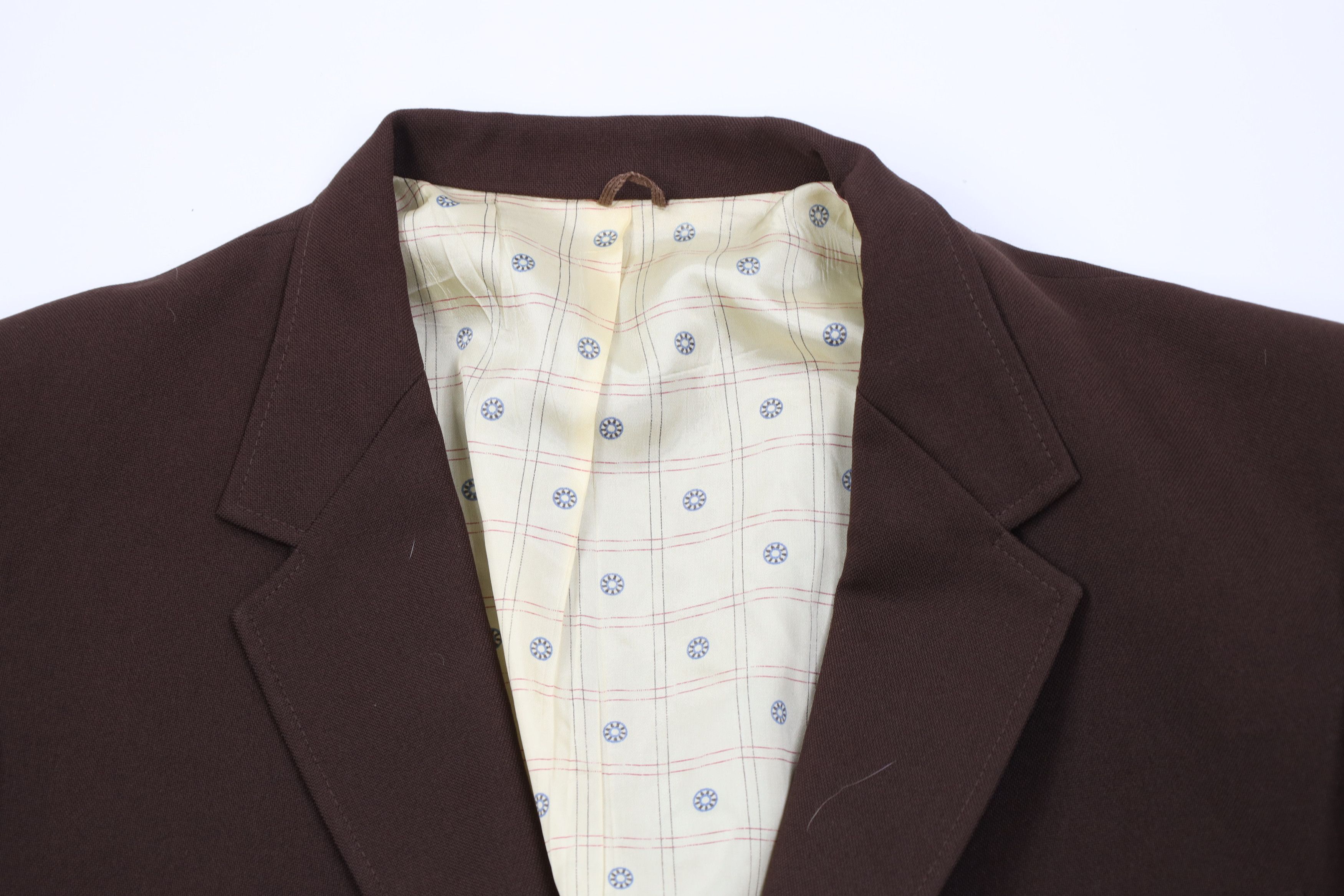 Vintage Vintage 70s 2 Piece Knit Suit Wedding Brown Size 48R - 3 Thumbnail