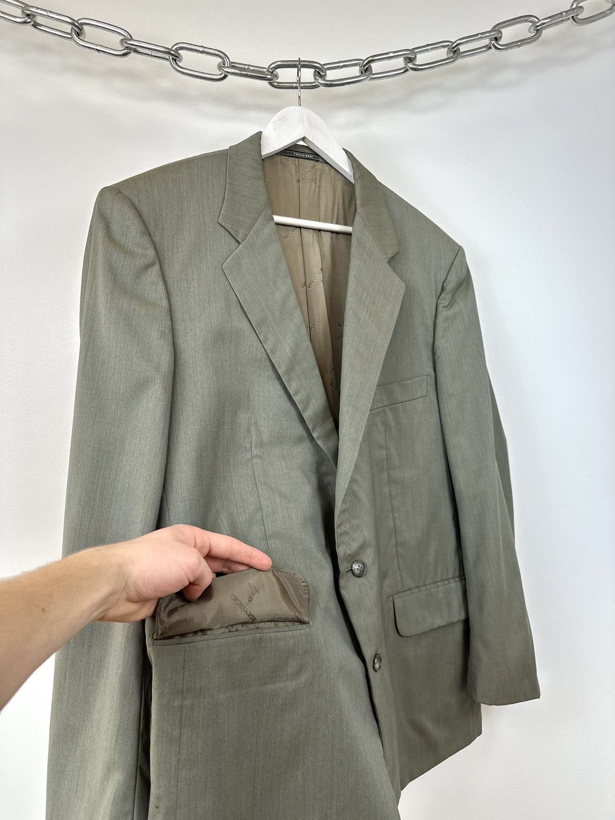 Trussardi Vintage 90s Trussardi 3-Button Rare Archival Designer Blazer Size 52R - 4 Thumbnail