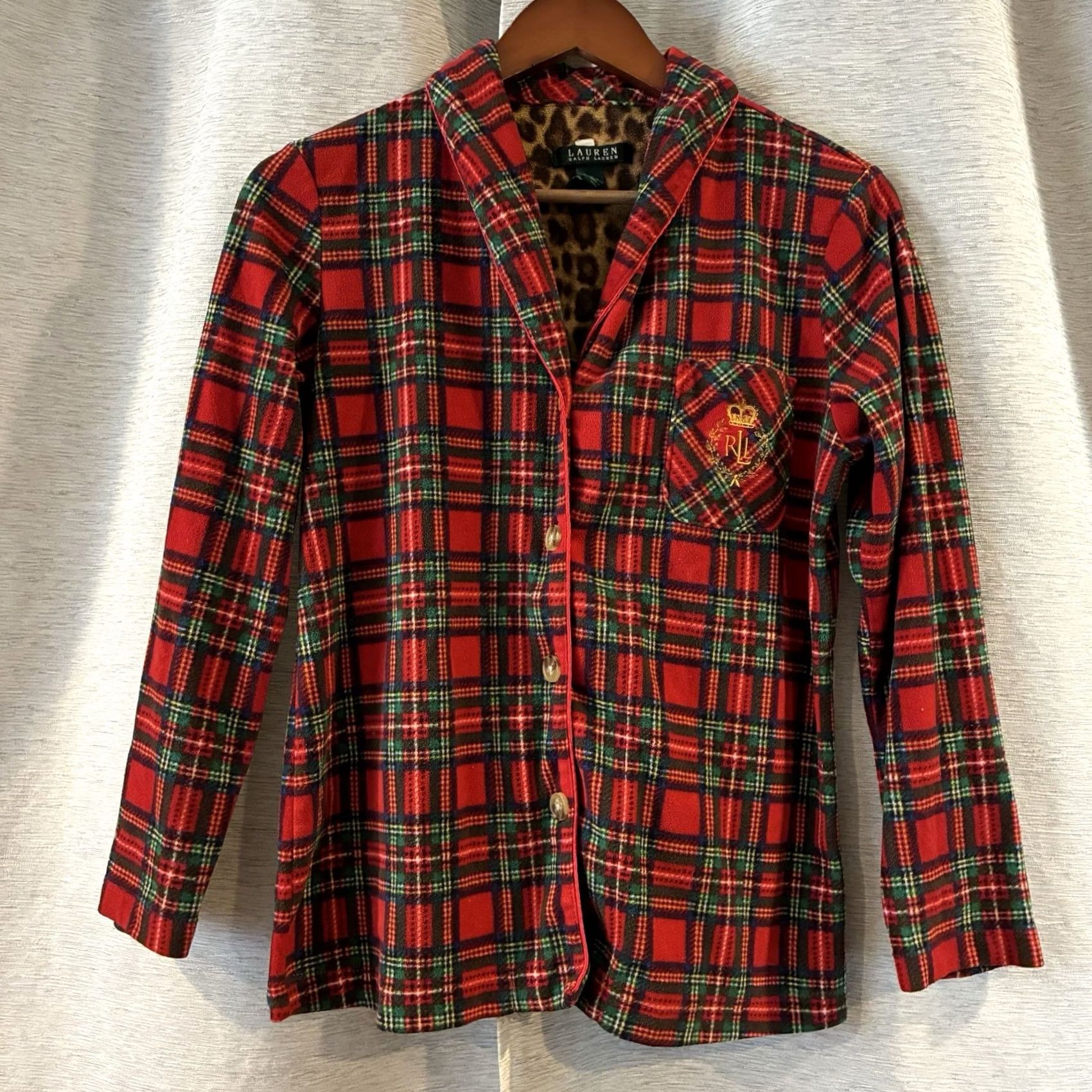 Ralph Lauren Lauren Ralph Lauren Pajama Set Womens Size S Red Tartan Plaid FLANNEL Pajama Top Pants Size ONE SIZE - 2 Thumbnail