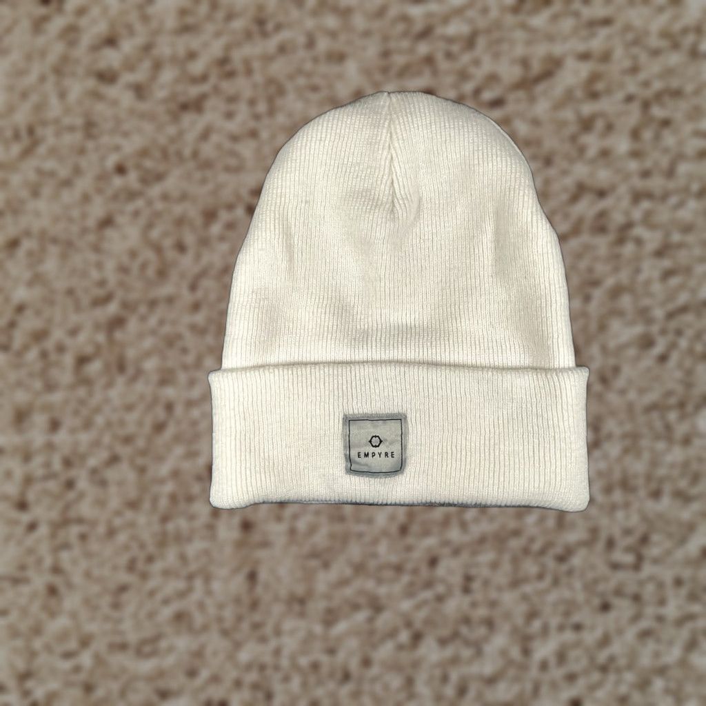 Empyre Empyre Beanie Adult One Size Knit White 100% Acrylic Toque Hat Mens Winter Ski Logo Vintage: No Size ONE SIZE - 1 Thumbnail