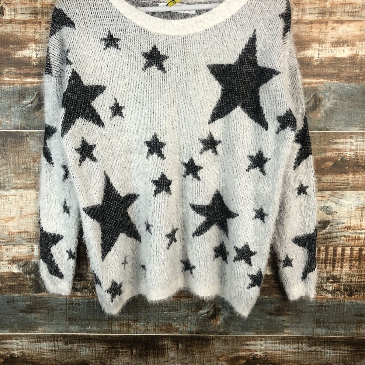 Japanese Brand DL Culots Star White Mohair fur shag Knitwear #C367 Size M / US 6-8 / IT 42-44 - 3 Thumbnail
