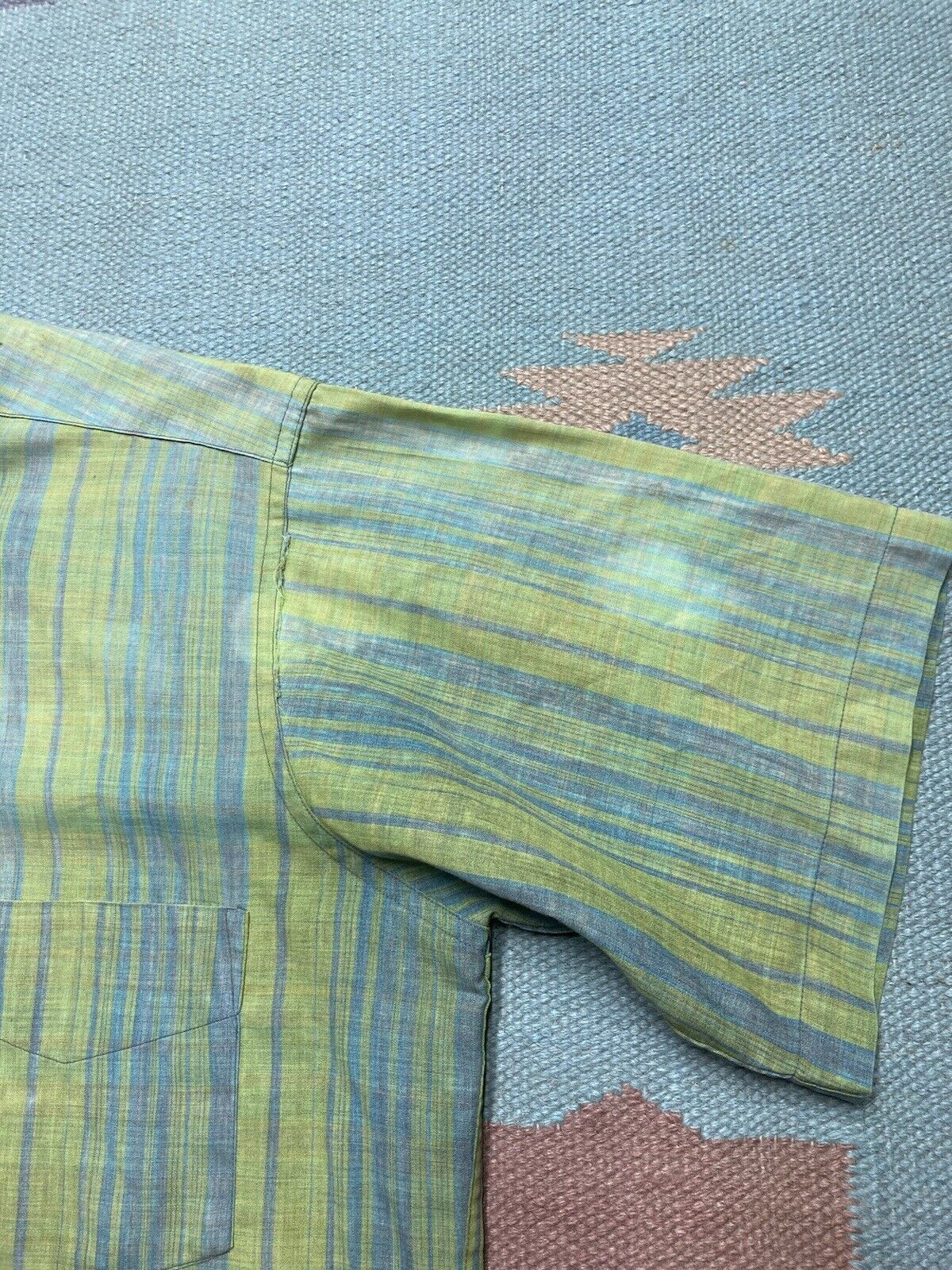 Vintage VTG 60s button shirt striped lightweight cotton medium Size US M / EU 48-50 / 2 - 3 Thumbnail