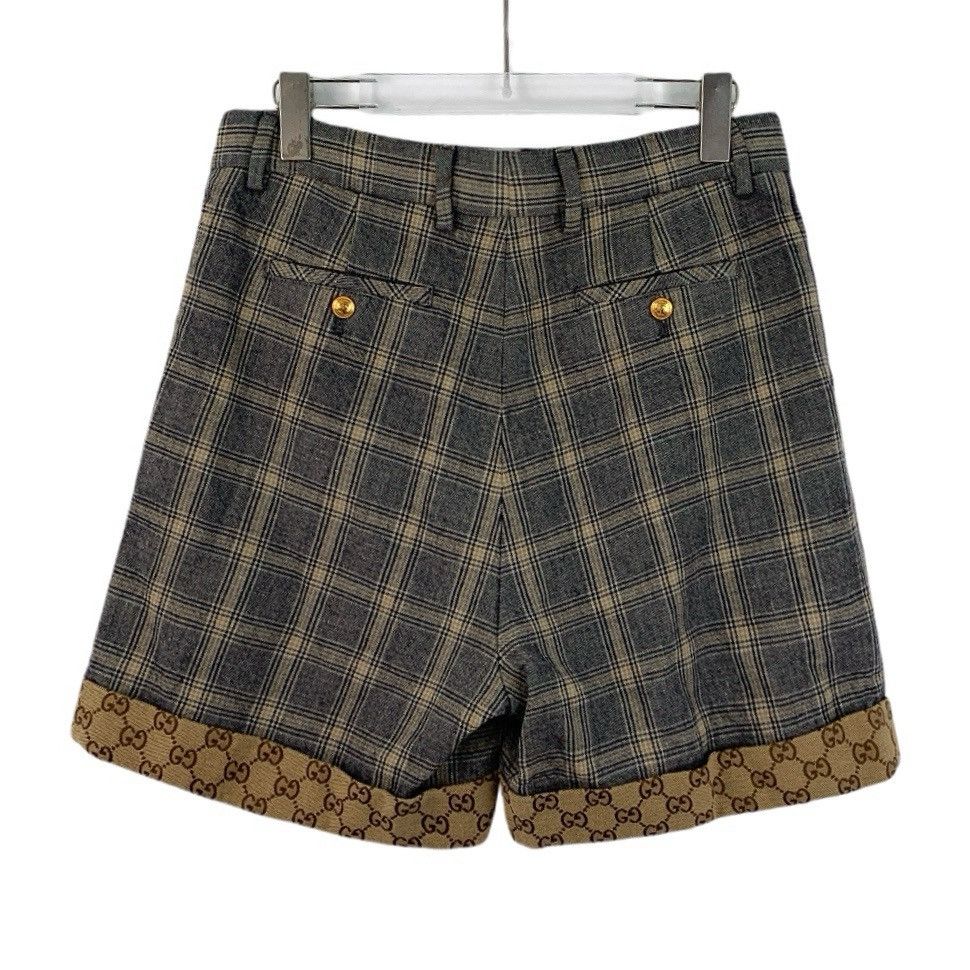 Gucci Gucci Check Logo Jacquard Spliced Linen Casual Shorts K26WX Size 28" / US 6 / IT 42 - 2 Thumbnail