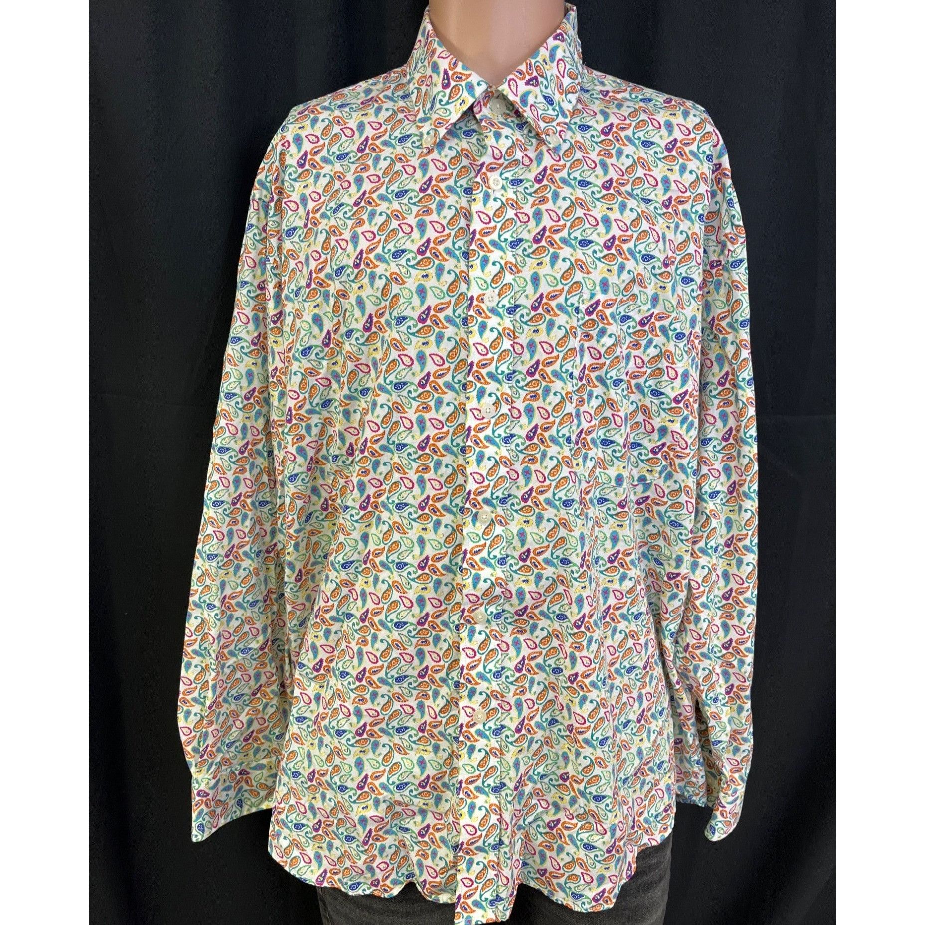 Alan Flusser Alan Flusser Men's White/Multi. Paisley Shirt/Button Up Sz X Size US XL / EU 56 / 4 - 1 Thumbnail