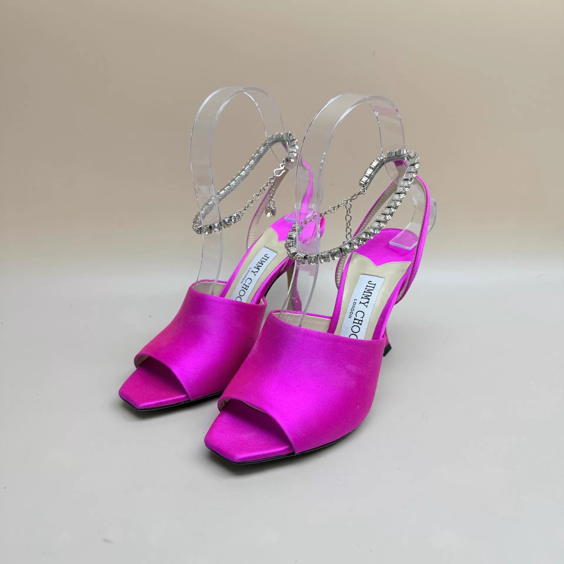 Jimmy Choo Jimmy Choo Pink Satin Heels Rhinestone Buckle 35 Size US 4.5 / IT 34.5 - 1 Thumbnail