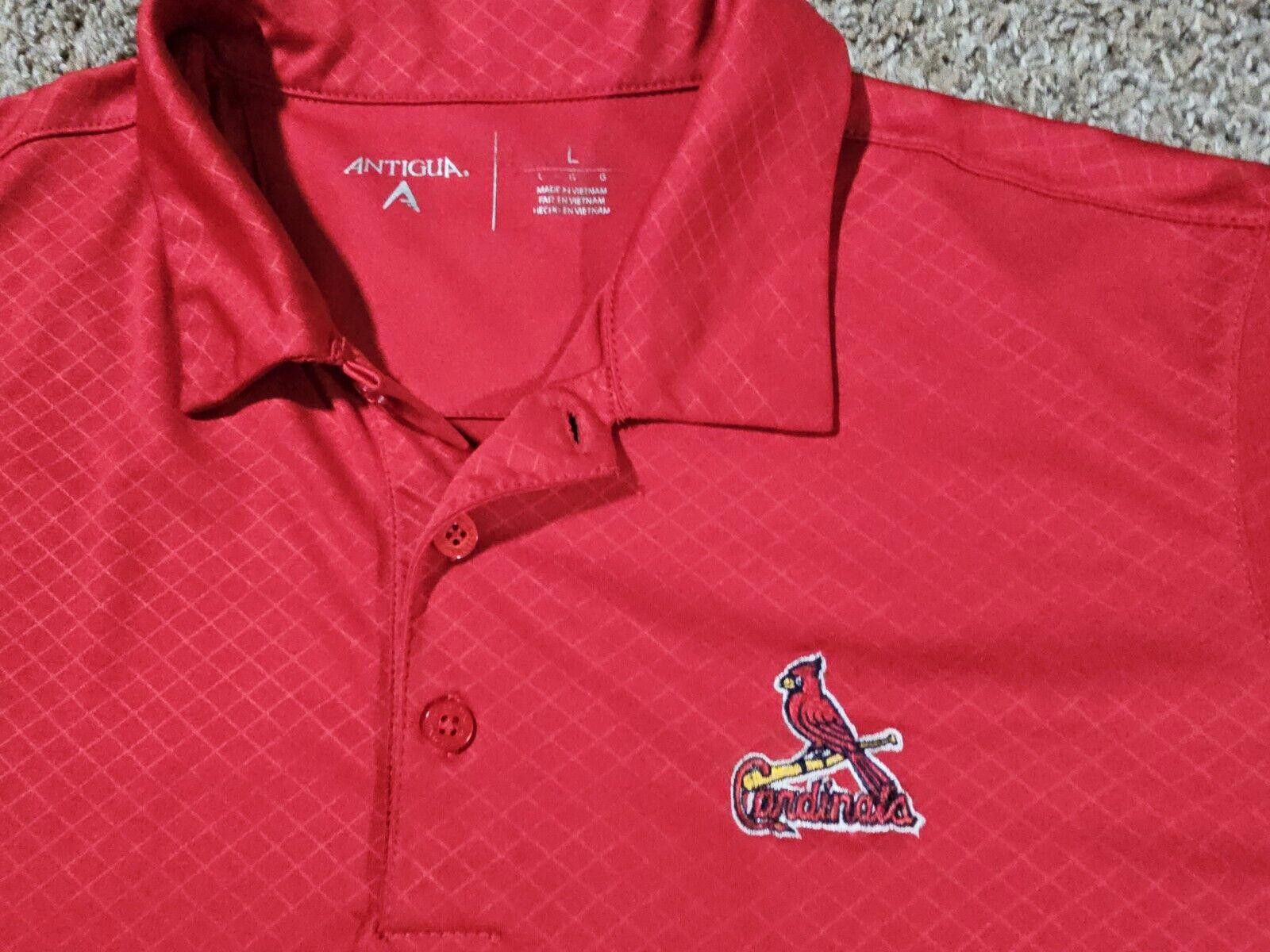 Antigua St Louis Cardinals Polo Shirt Adult Large Red Collared Size ONE SIZE - 2 Thumbnail