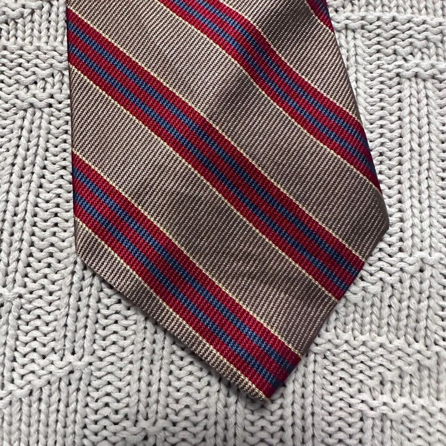 Saks Fifth Avenue Vintage Saks Fifth Avenue red and bronze striped silk tie Size ONE SIZE - 2 Thumbnail