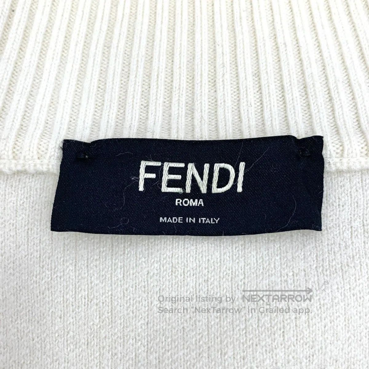 Fendi White Zip-Up Sweatshirt with Side Stripes. Size US L / EU 52-54 / 3 - 5 Thumbnail