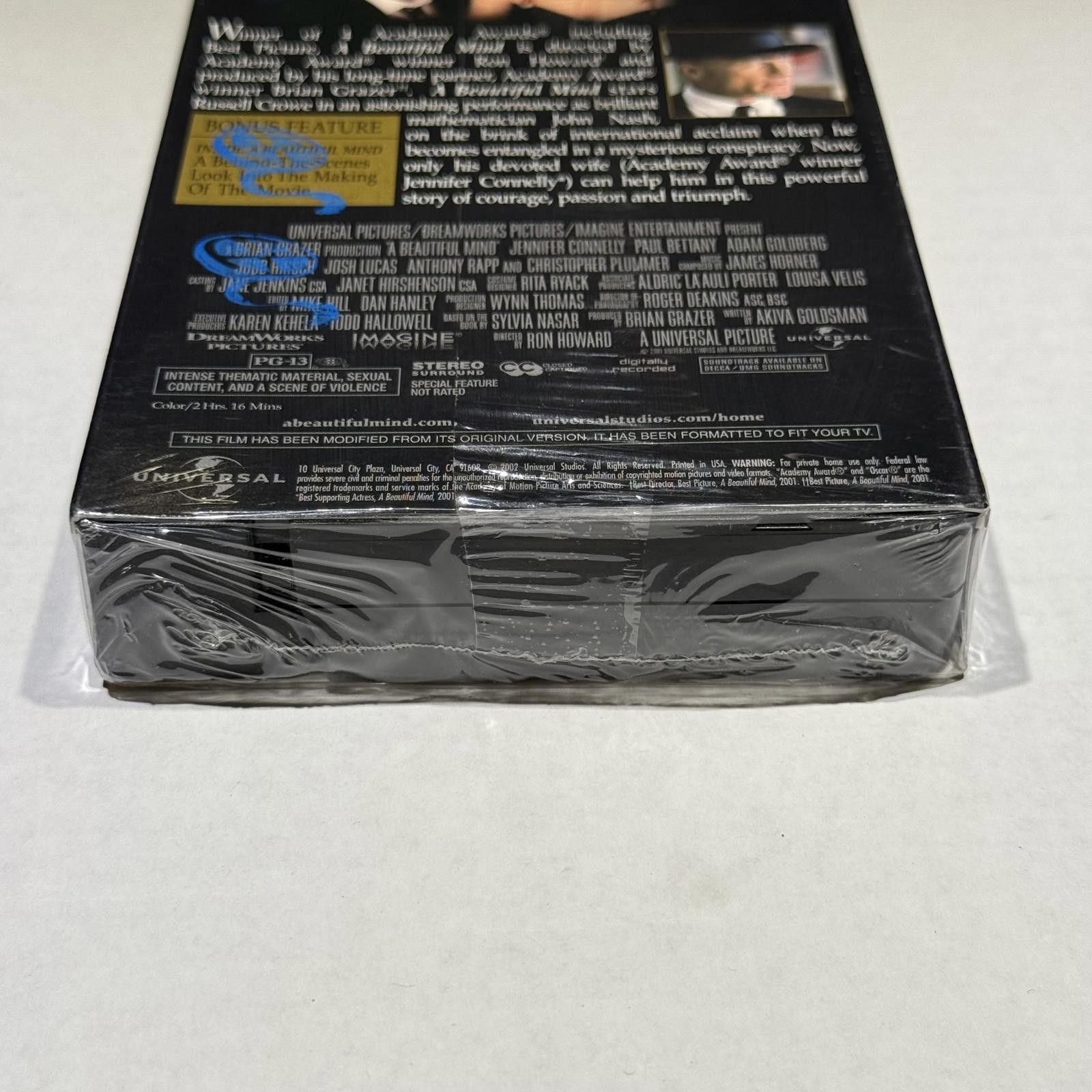 Universal Studios A Beautiful Mind VHS 2002 Awards Edition New Sealed Size ONE SIZE - 6 Thumbnail