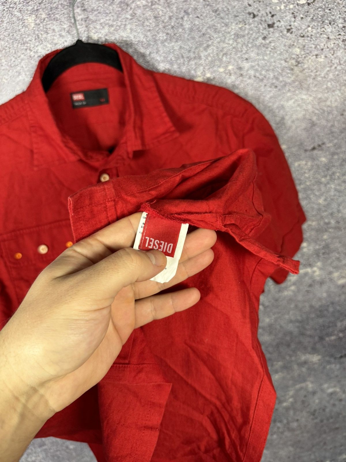 Diesel × Vintage Vintage Diesel Linen Shirt Sleeve Red Shirt y2k Small Size US S / EU 44-46 / 1 - 8 Thumbnail