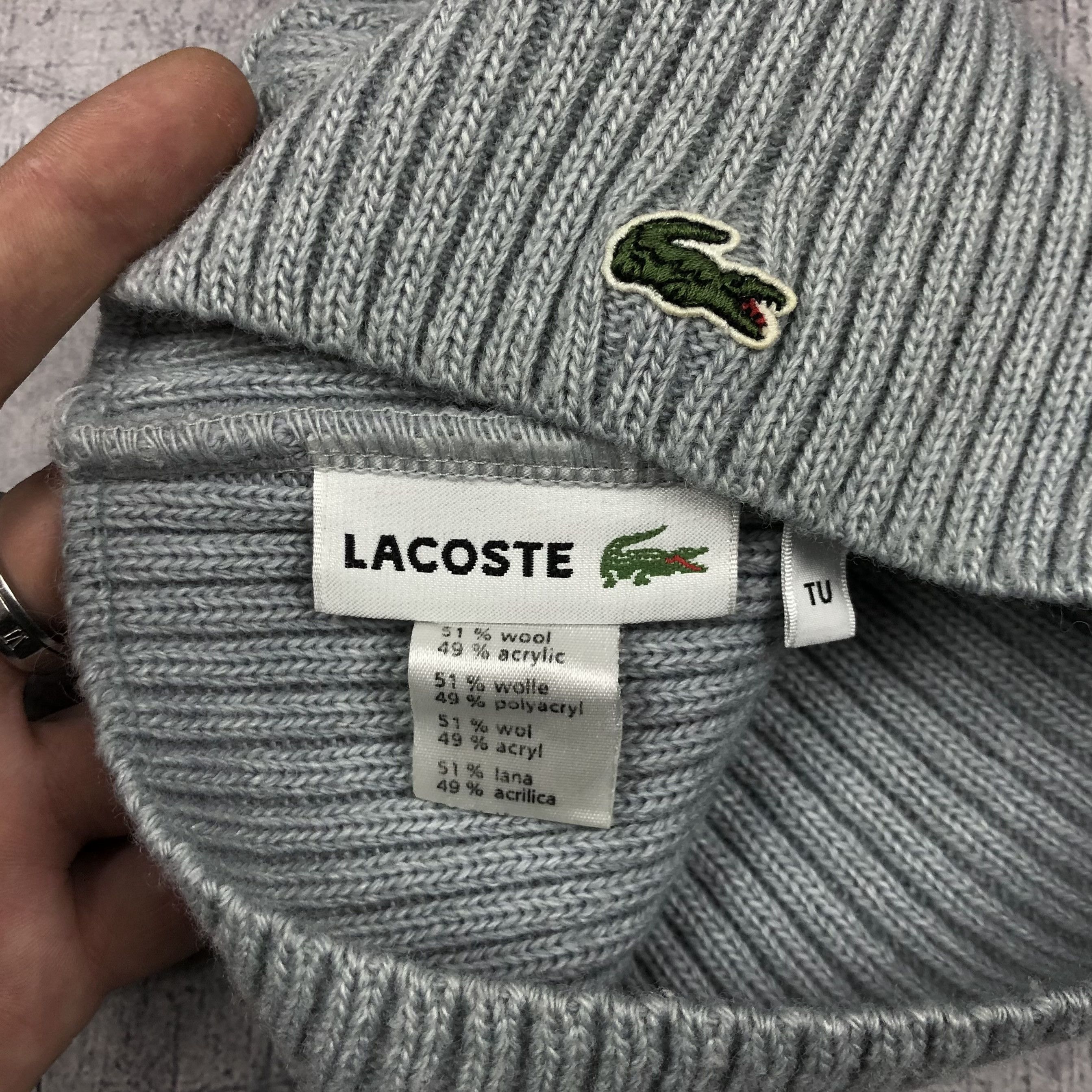 Lacoste Lacoste Crocodile Wool Acrylic Beanie Hat Size ONE SIZE - 4 Thumbnail
