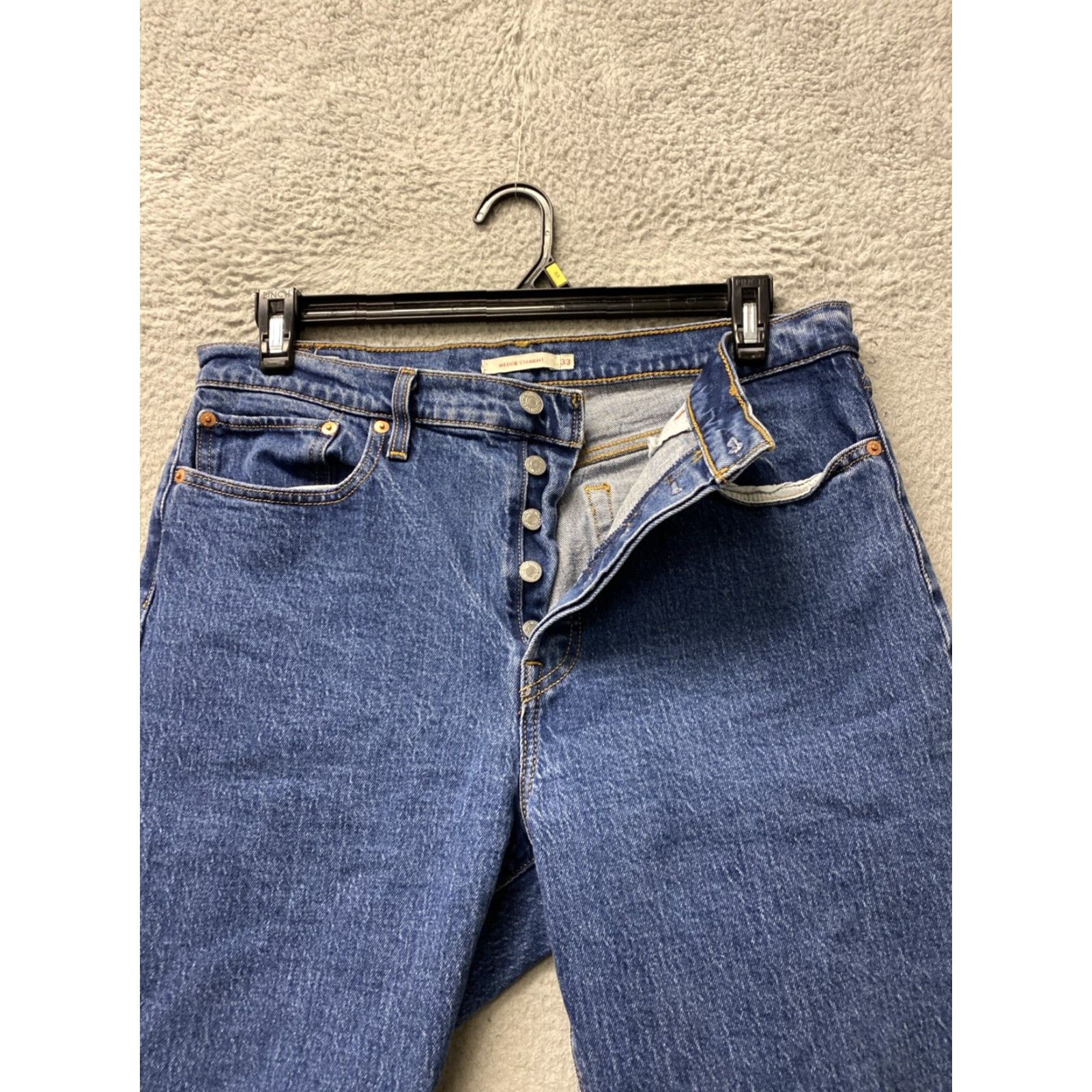Levi's LEVI'S 502 Jeans Men’s 33x27 Blue Denim Raw Hem Big E 5-Pocket Regular Rise Mid Vintage: No (Note: Vintage field is No per specs) Size US 33 - 2 Thumbnail