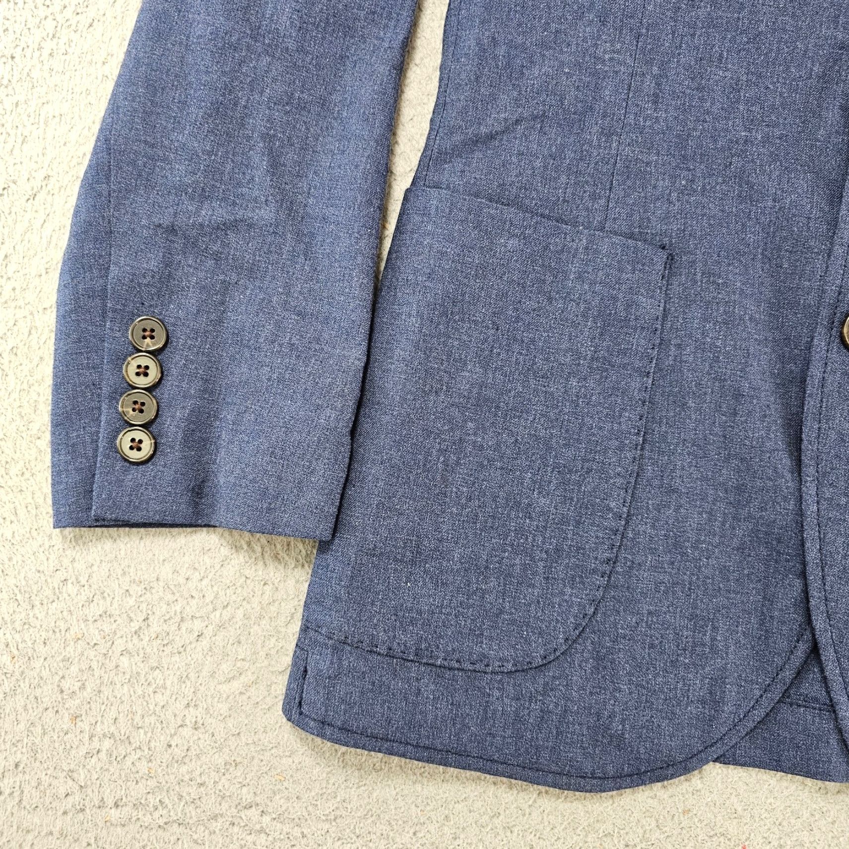 J.Crew J. CREW THOMPSON Blazer Mens 34 Blue Cotton Two Button Sport Coat Unconstructed Size 34R - 3 Thumbnail
