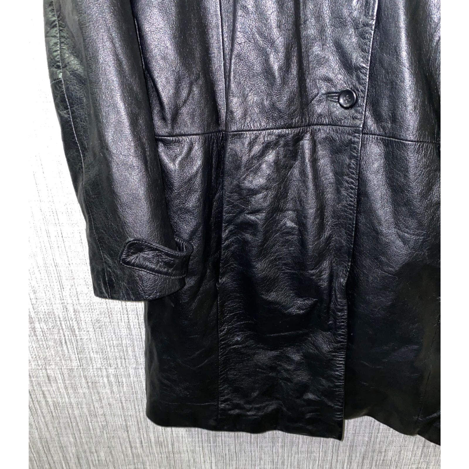 Vintage VINTAGE Carlo Amboldi Womens Leather Button Down Jacket L Black 21 Inch Armpit Button Front Jacket Womens Size L / US 10 / IT 46 - 4 Thumbnail