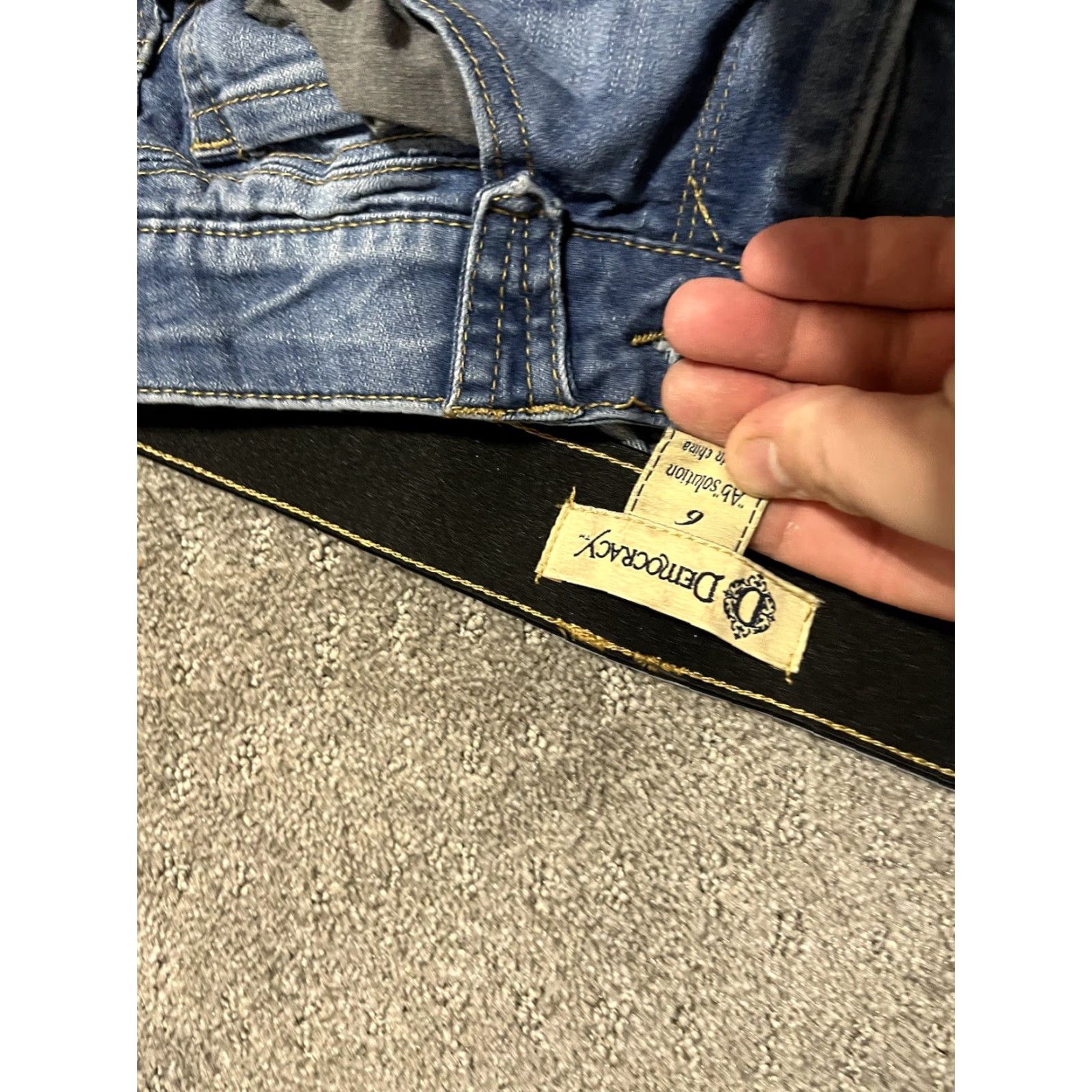 Vintage DEMOCRACY Jeans Skinny Pants Sz 6 Blue Ab Technology Pockets Cotton Stretch Twill Women Regular Rise 26.5" Inseam 26.5" Vintage: No Size 28" / US 6 / IT 42 - 5 Thumbnail