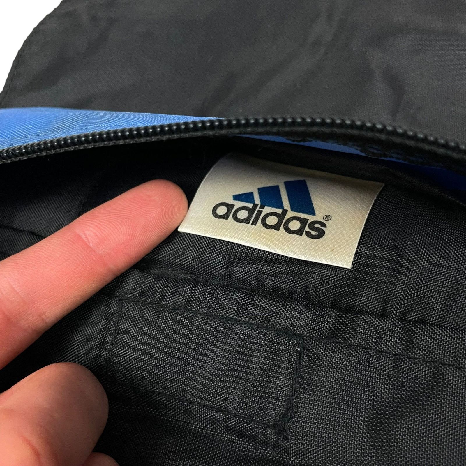 Adidas × Vintage Adidas Men's Black Blue 3-Stripes Velcro Flap Backpack Bag Size ONE SIZE - 8 Thumbnail
