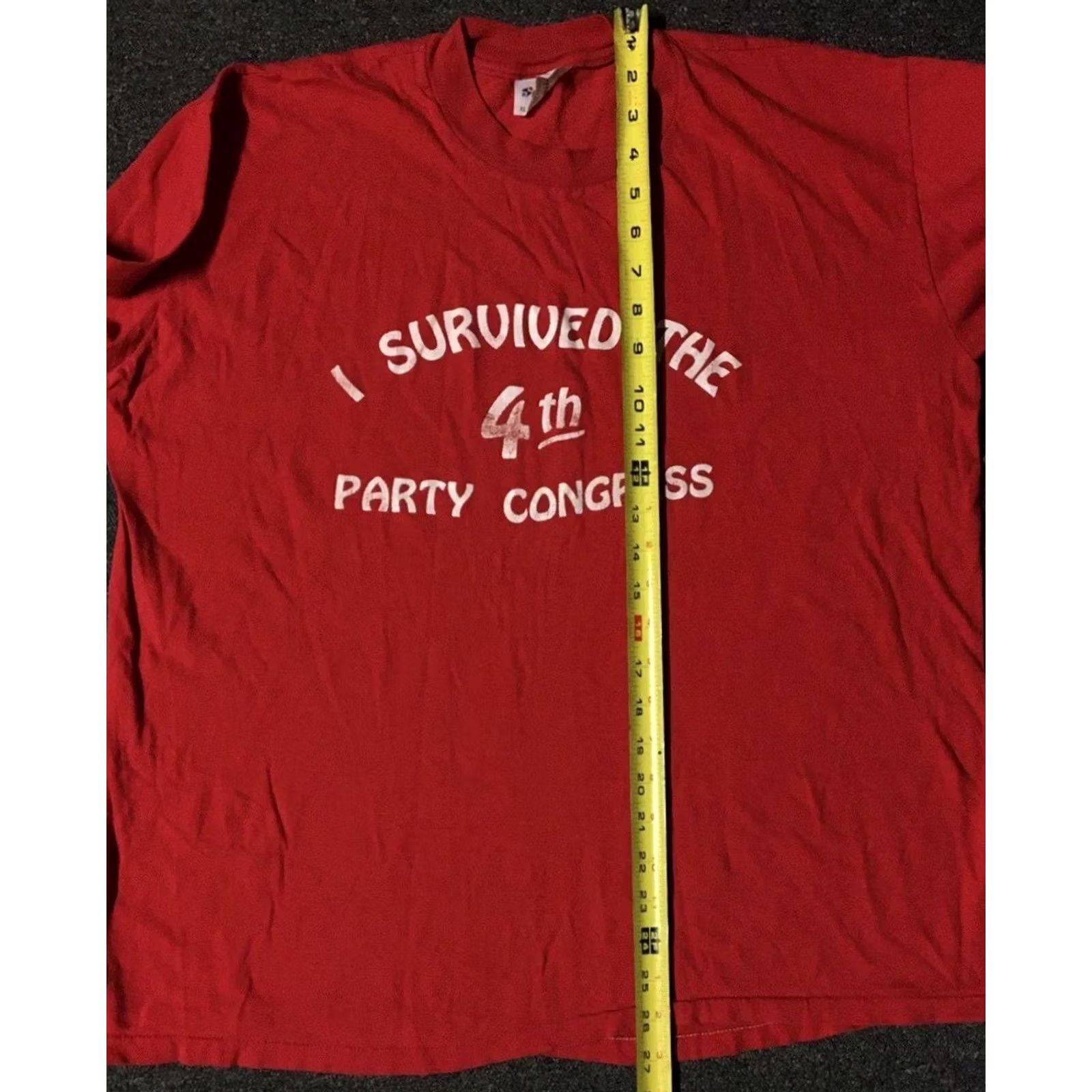 Vintage VINTAGE 80s I Survived The 4th Party Congress Faded Shirt M Red USA Military Politics Government Single Stitch T-Shirt Mens Size US M / EU 48-50 / 2 - 8 Thumbnail