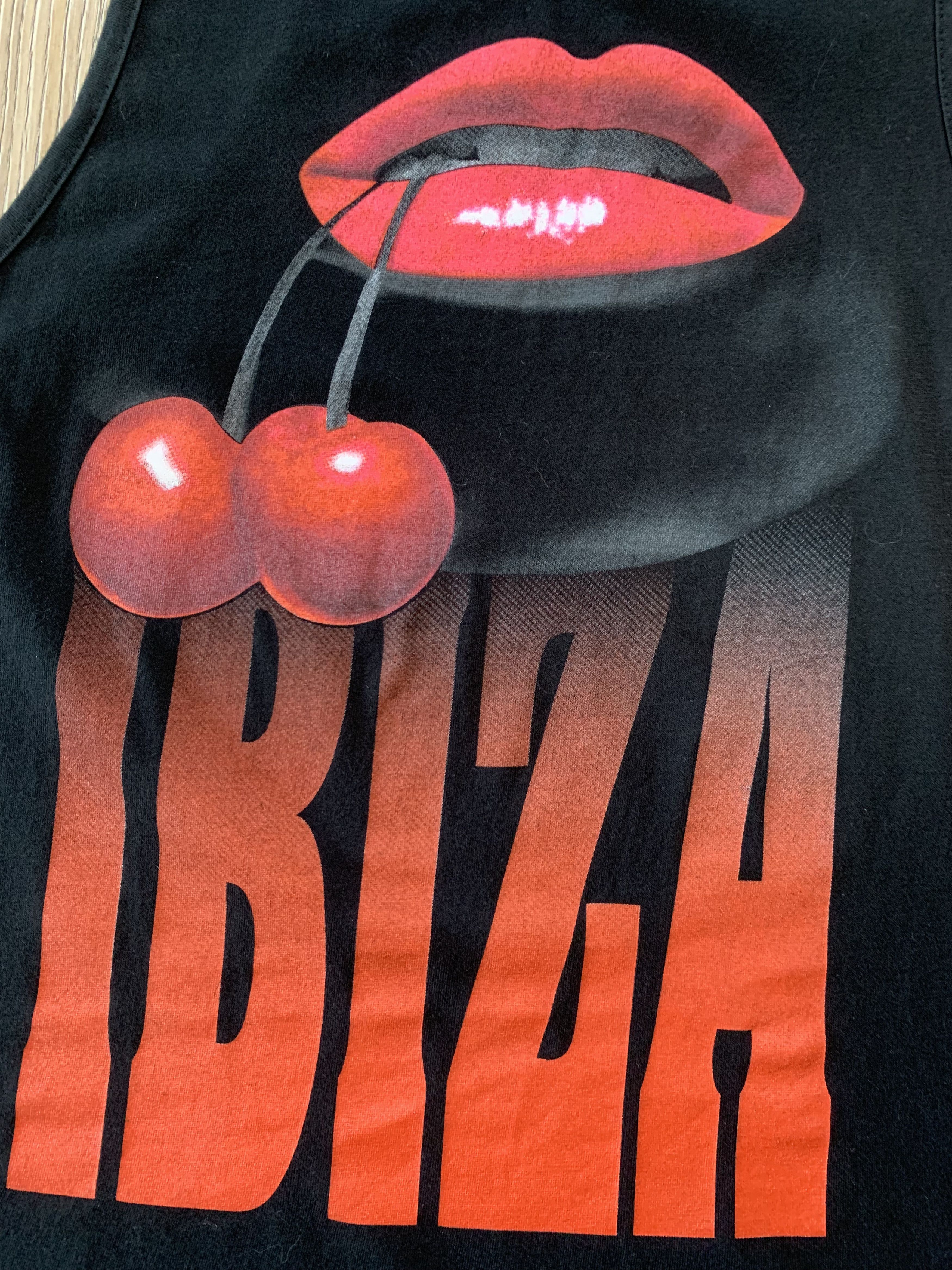 Other Rare Ibiza Planet 2000 Vintage Lips Cherry Print Tank Top Size M / US 6-8 / IT 42-44 - 5 Thumbnail