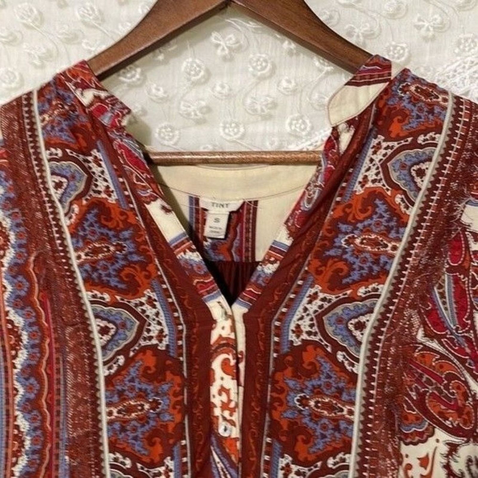 Anthropologie Anthropologie · Tiny Nahara Blouse · Rayon Split Neck Small Size S / US 4 / IT 40 - 4 Thumbnail