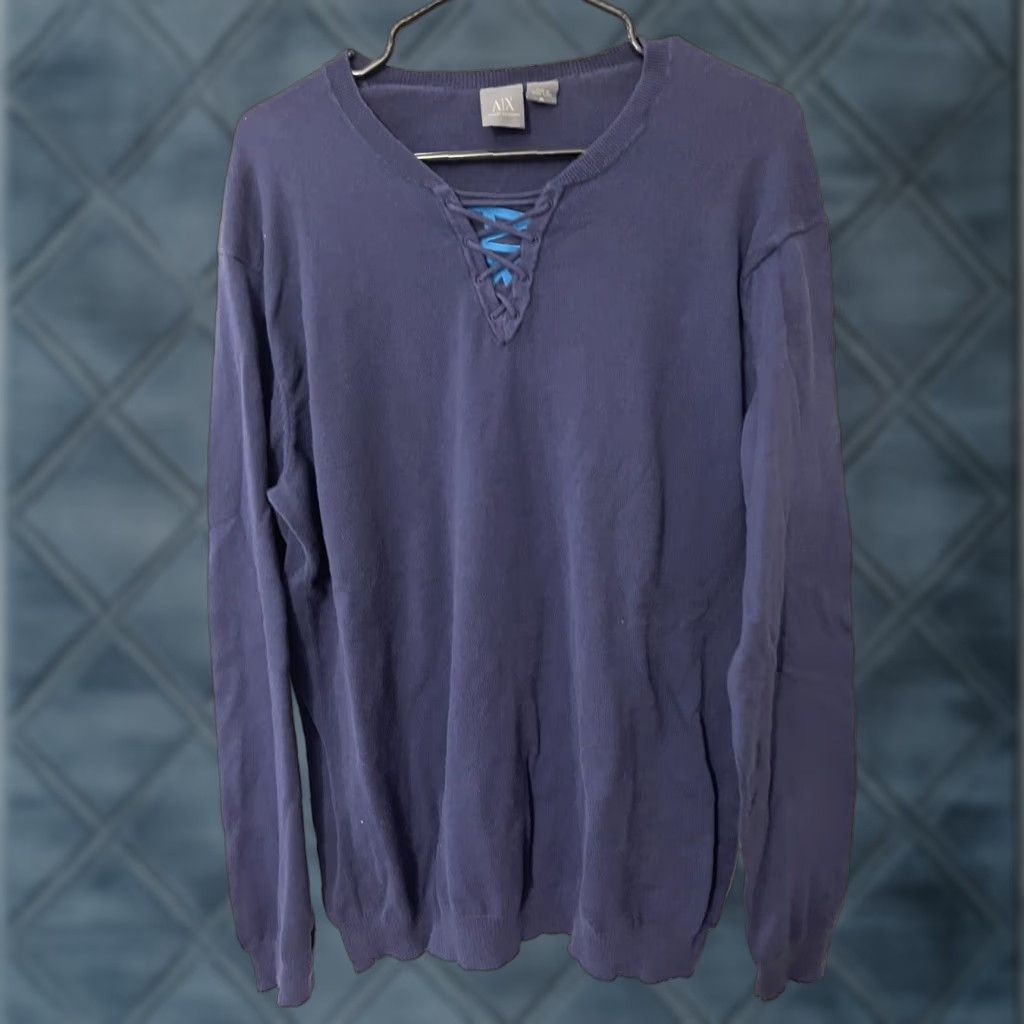 Armani Exchange VINTAGE Armani Exchange A/X Women's XL Long Sleeve Crew Neck Sweater Wool Blend Navy Blue Pullover Size XL / US 12-14 / IT 48-50 - 1 Thumbnail