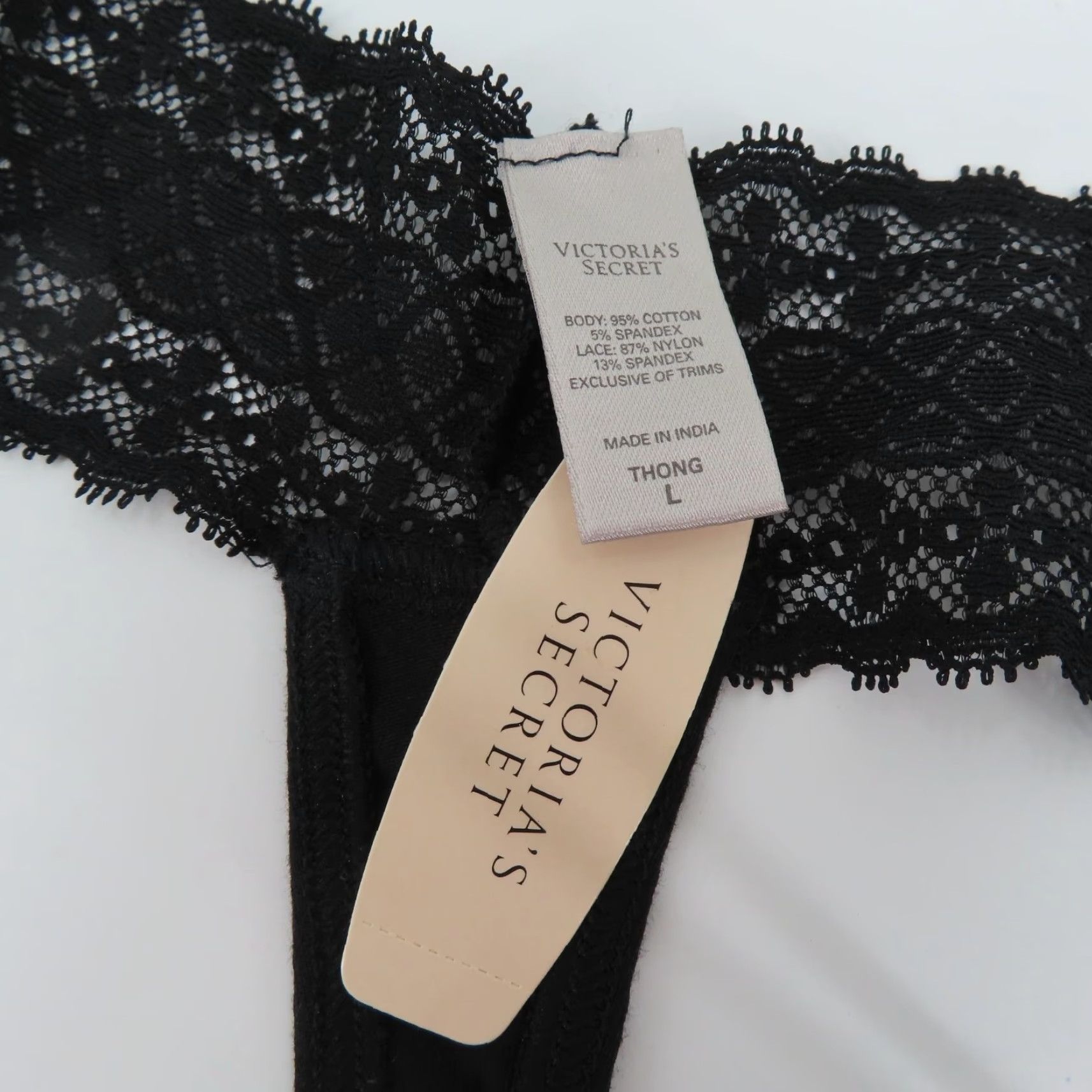 Victoria's Secret Victoria's Secret Women's Large Thong Panty Solid Black Lace Trim NEW User: Victoria's Secret Women's Large Thong Panty Solid Black Lace Trim NEW Size 36" / US 14 / IT 50 - 4 Thumbnail