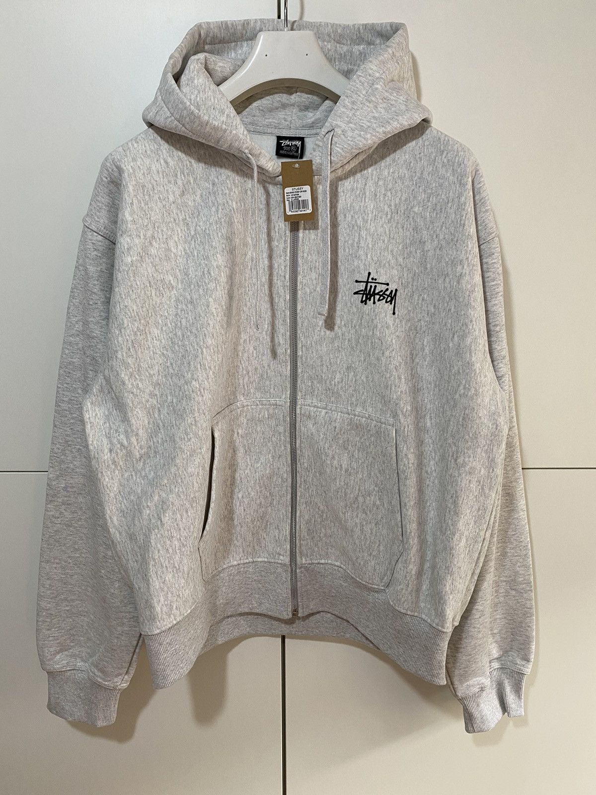 Stussy Gray Basic Logo sweatshirt with front-back print, new Size US XL / EU 56 / 4 - 1 Thumbnail
